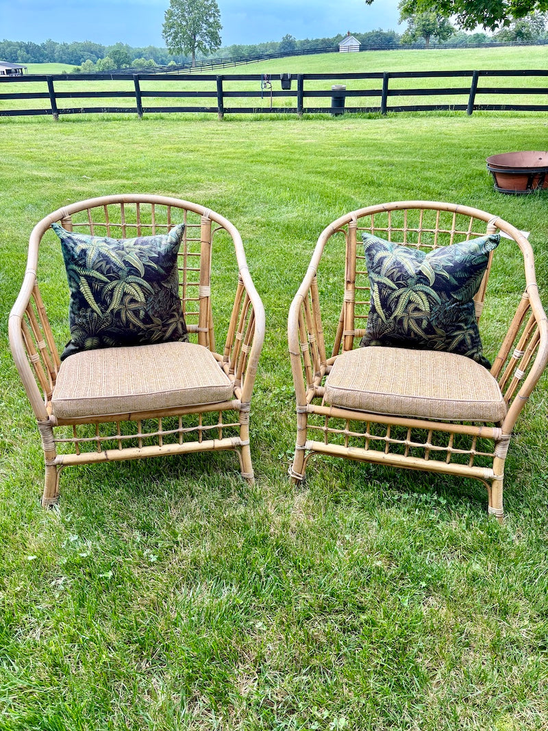 Italian Mid-Century Modern Bamboo Chairs, 1 Pair