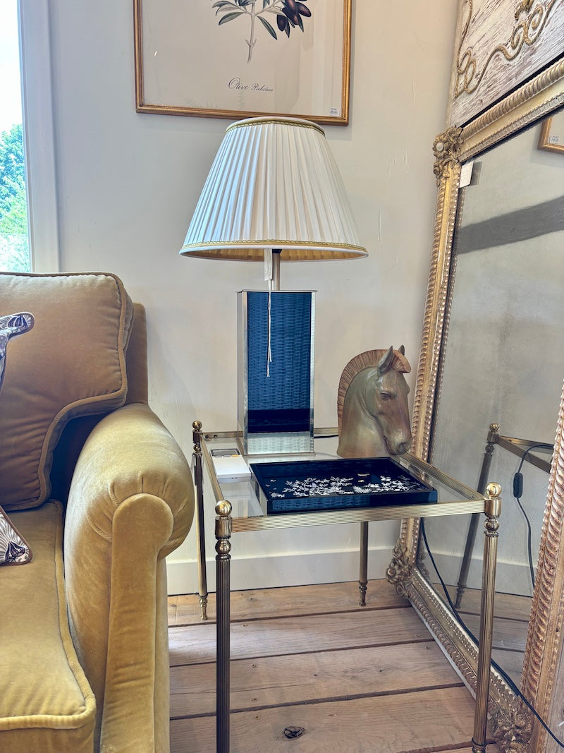 Vintage French Side Tables, Brass and Glass