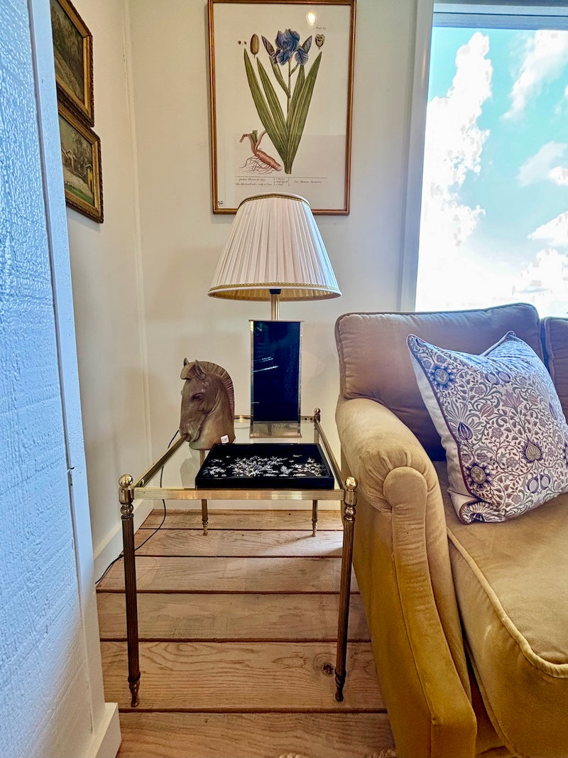 Vintage French Side Tables, Brass and Glass