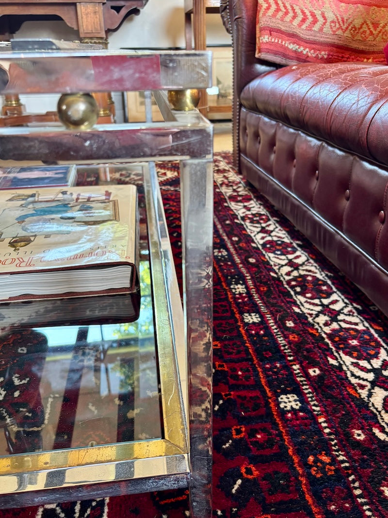 Italian Brass and Chrome Coffee Table, 1970s