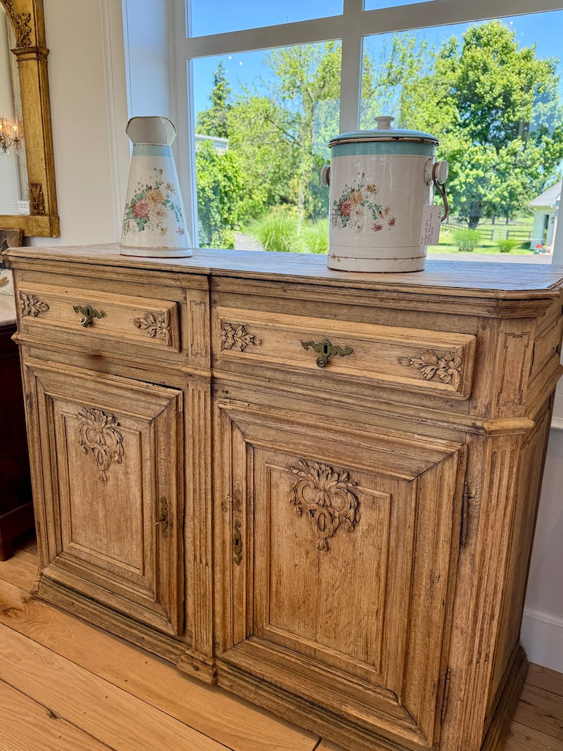 Antique Belgian De Liege Buffet, Blonde Oak