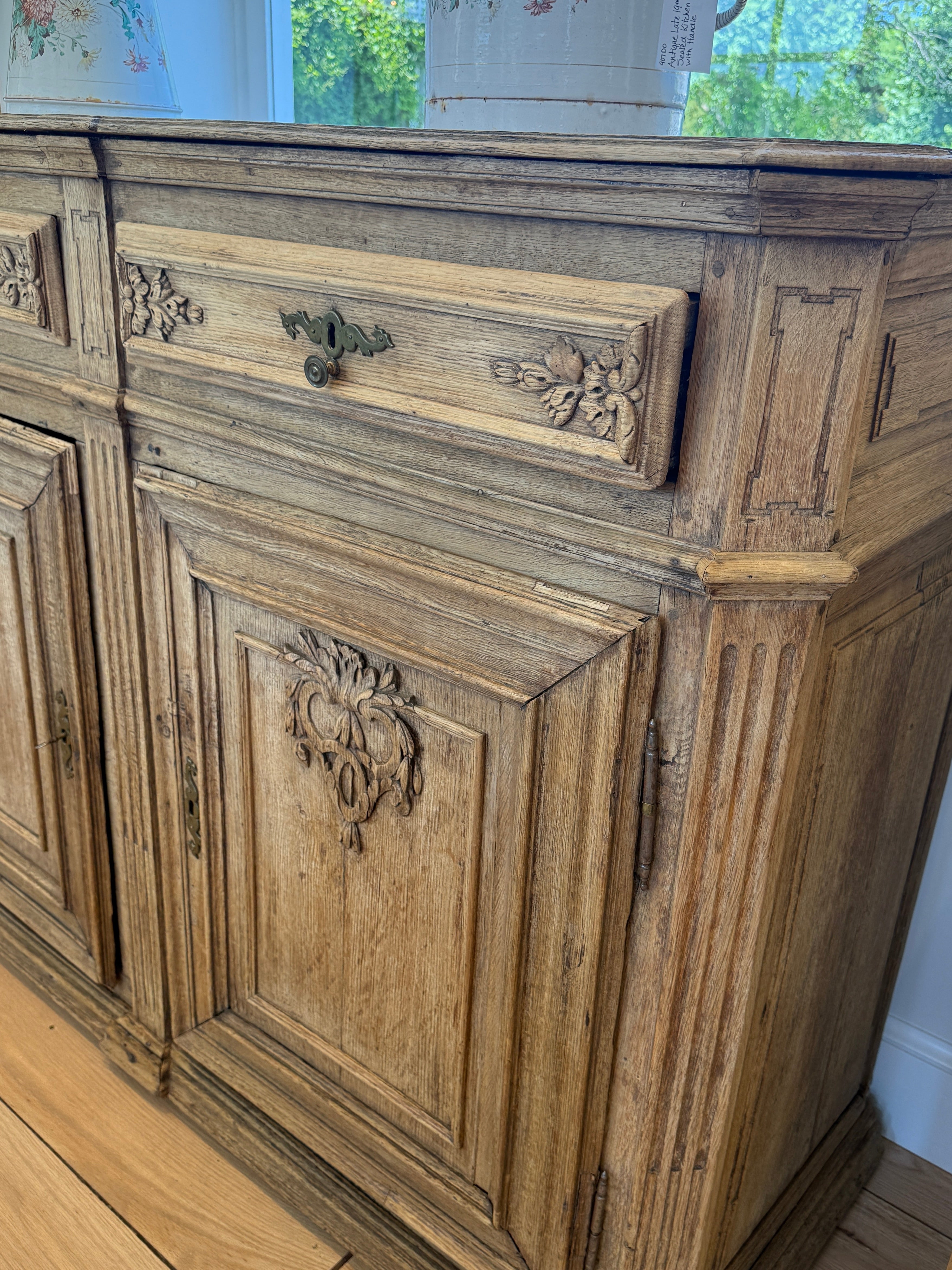 Antique Belgian De Liege Buffet, Blonde Oak