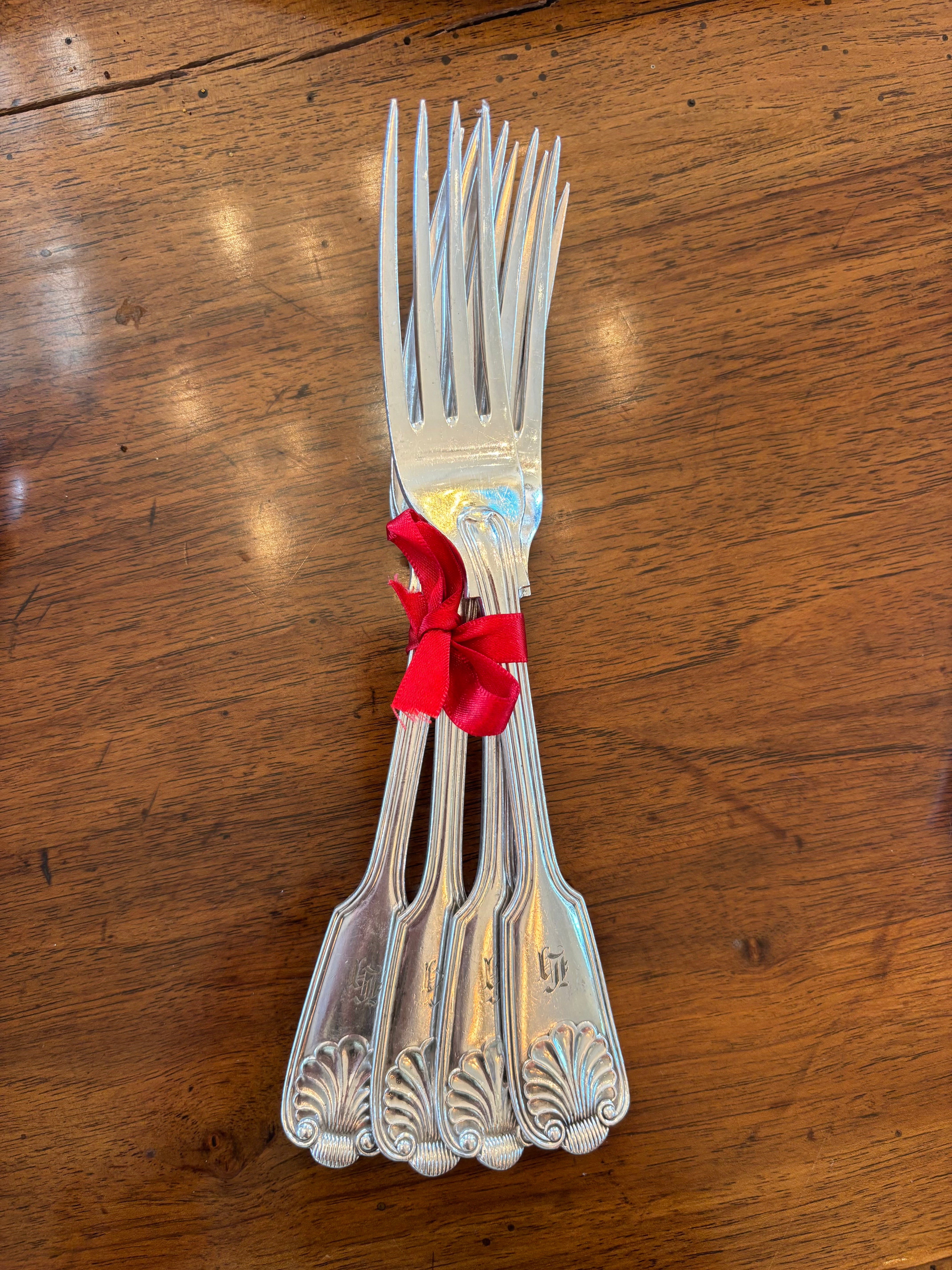 Antique English Silverware, Four Forks