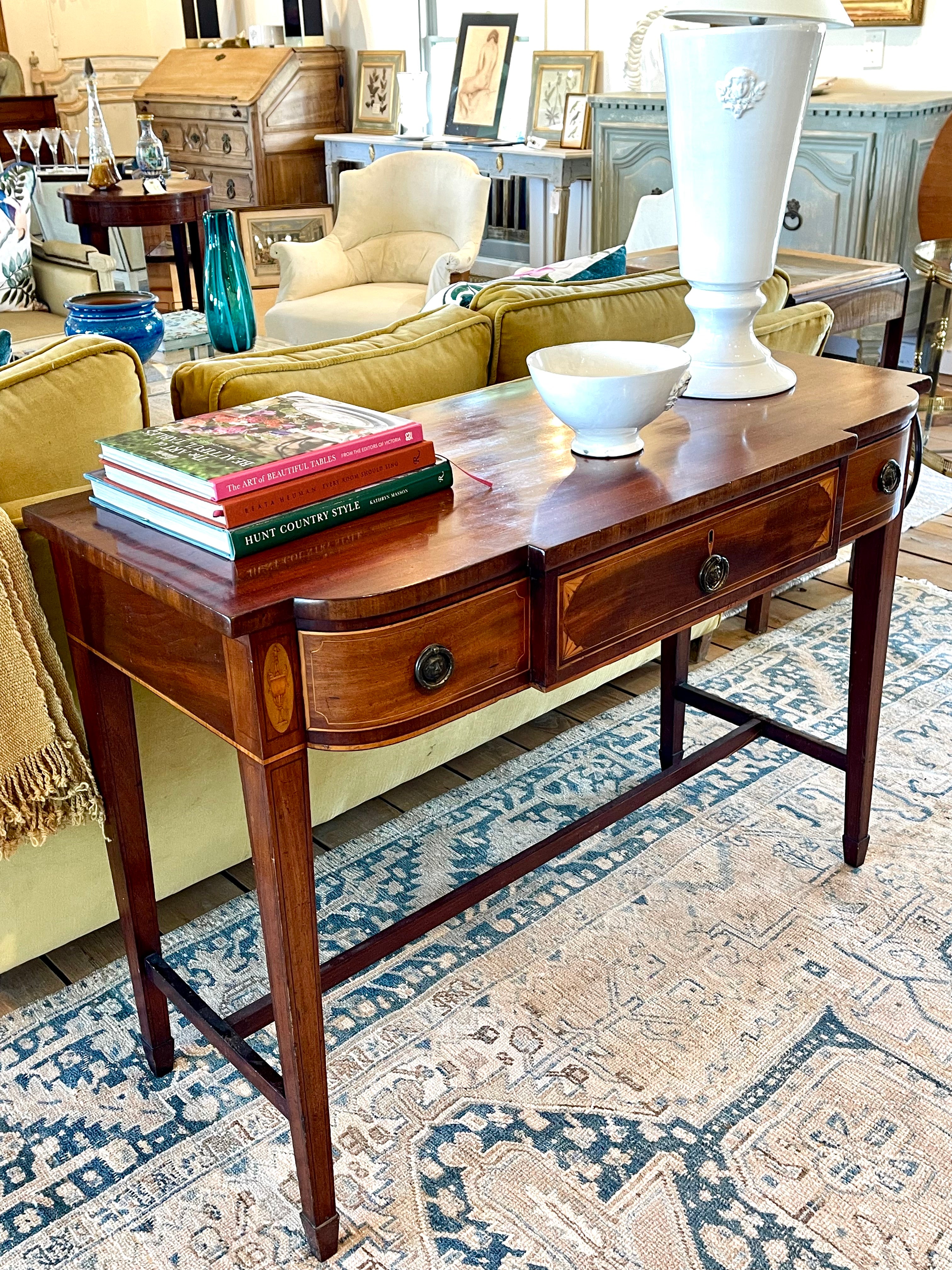Antique English Inlaid Console Table