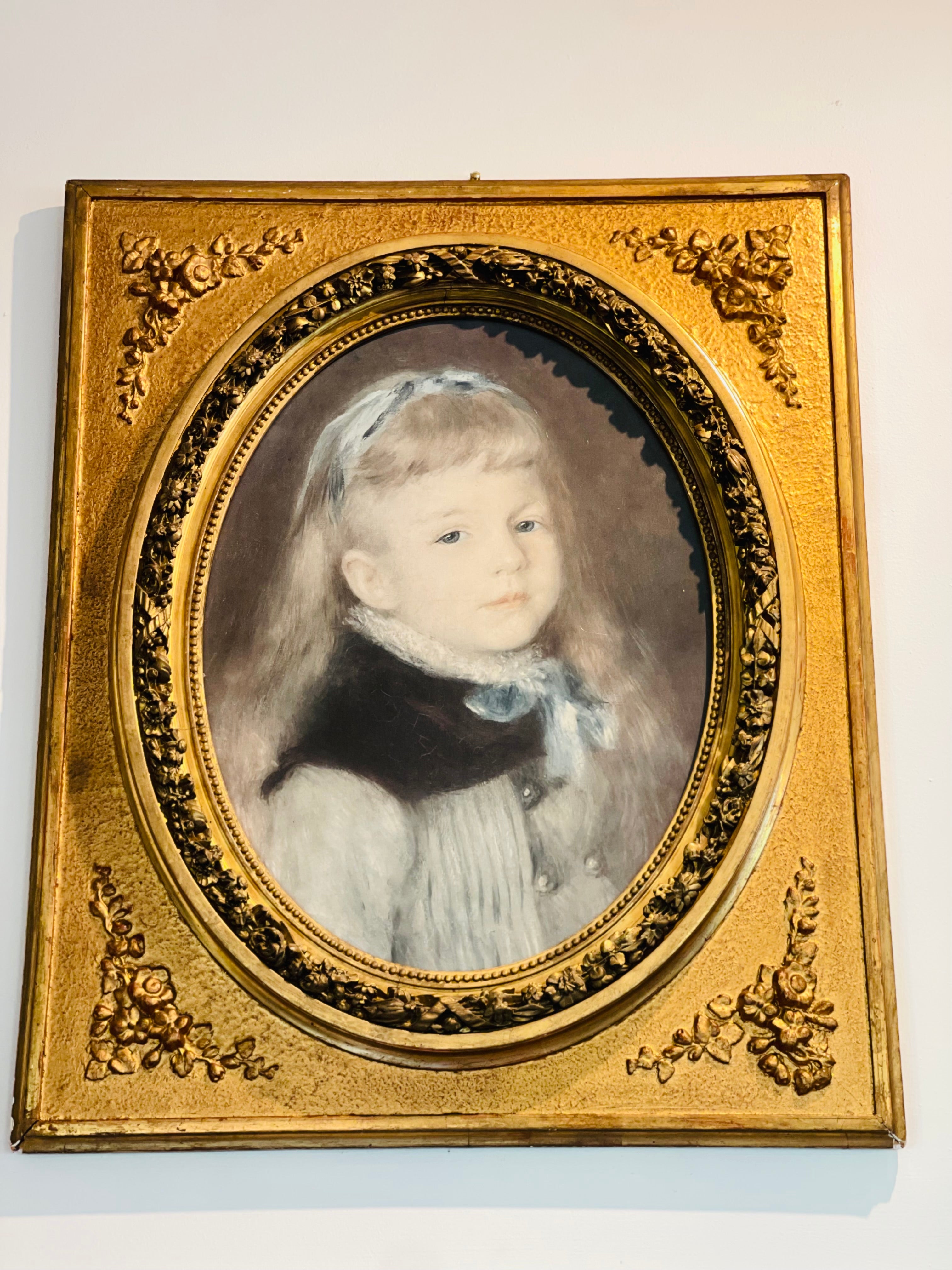 Lovely Antique French Portrait of young girl