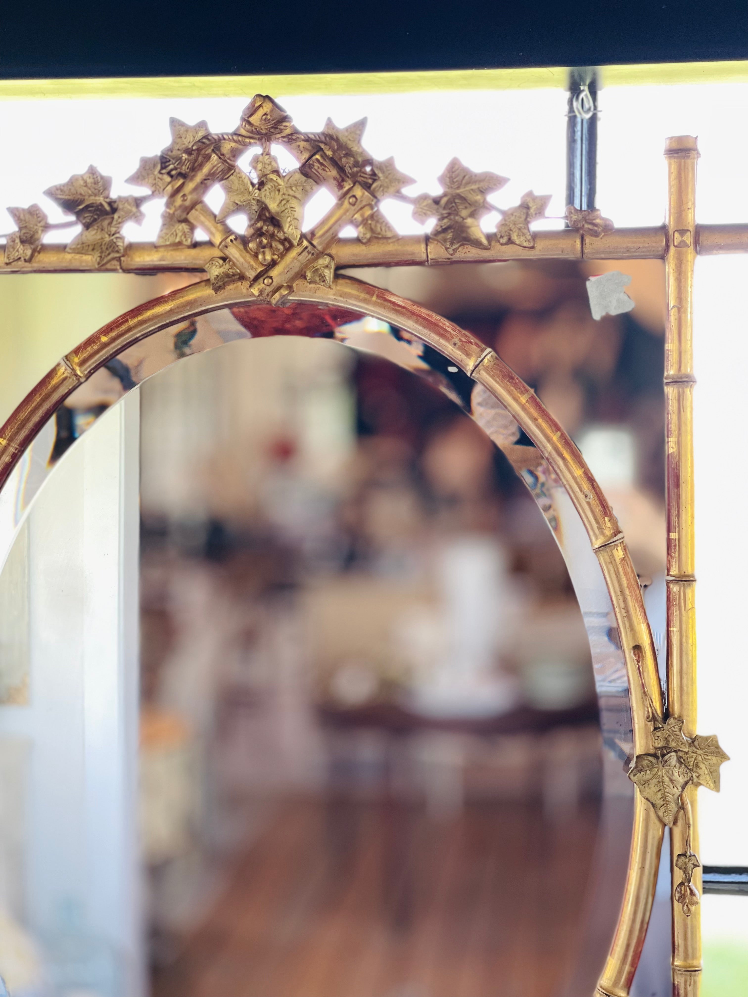 Fabulous Antique French Mirror with Bamboo Detail 19th C.