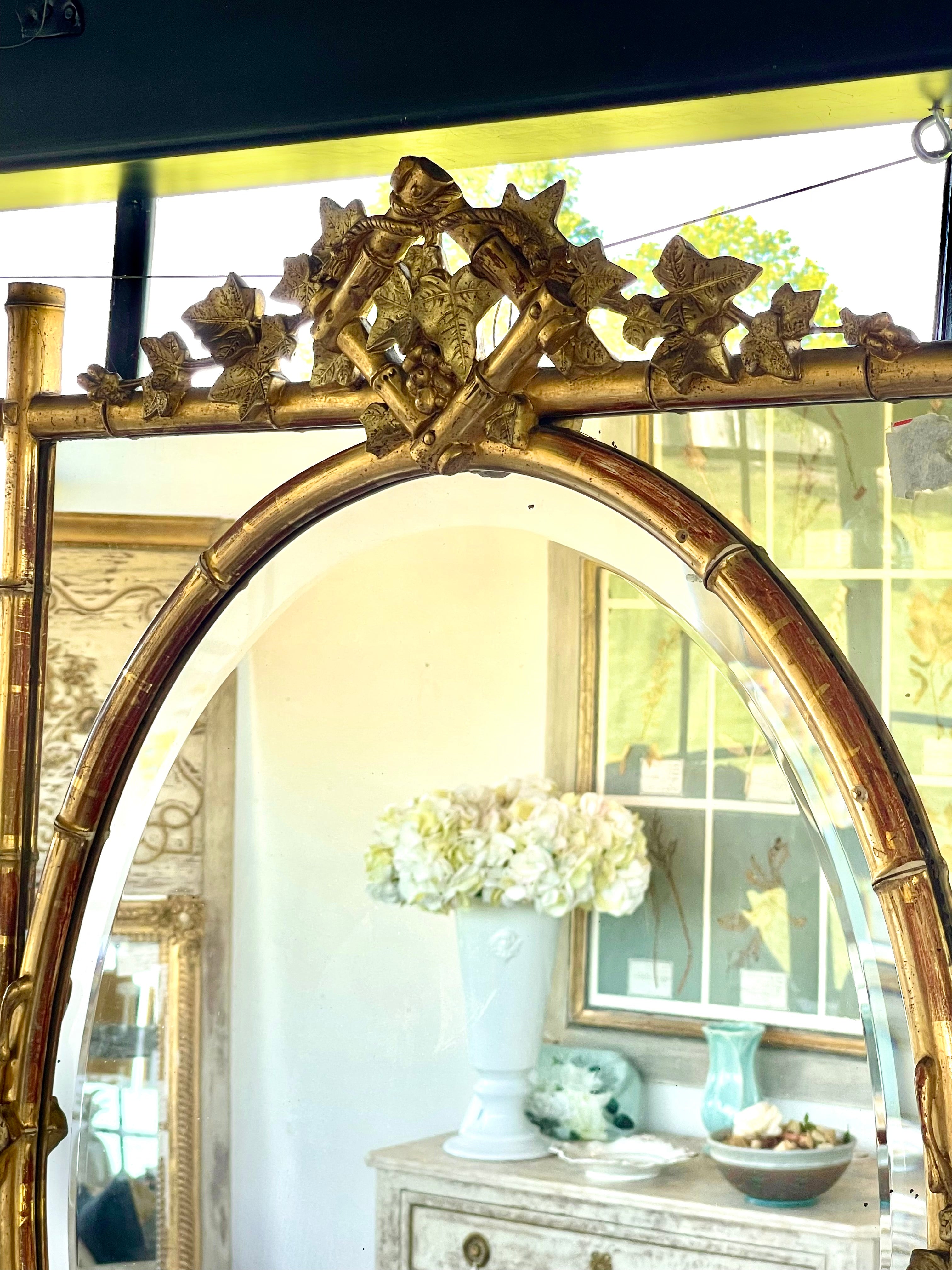 Fabulous Antique French Mirror with Bamboo Detail 19th C.