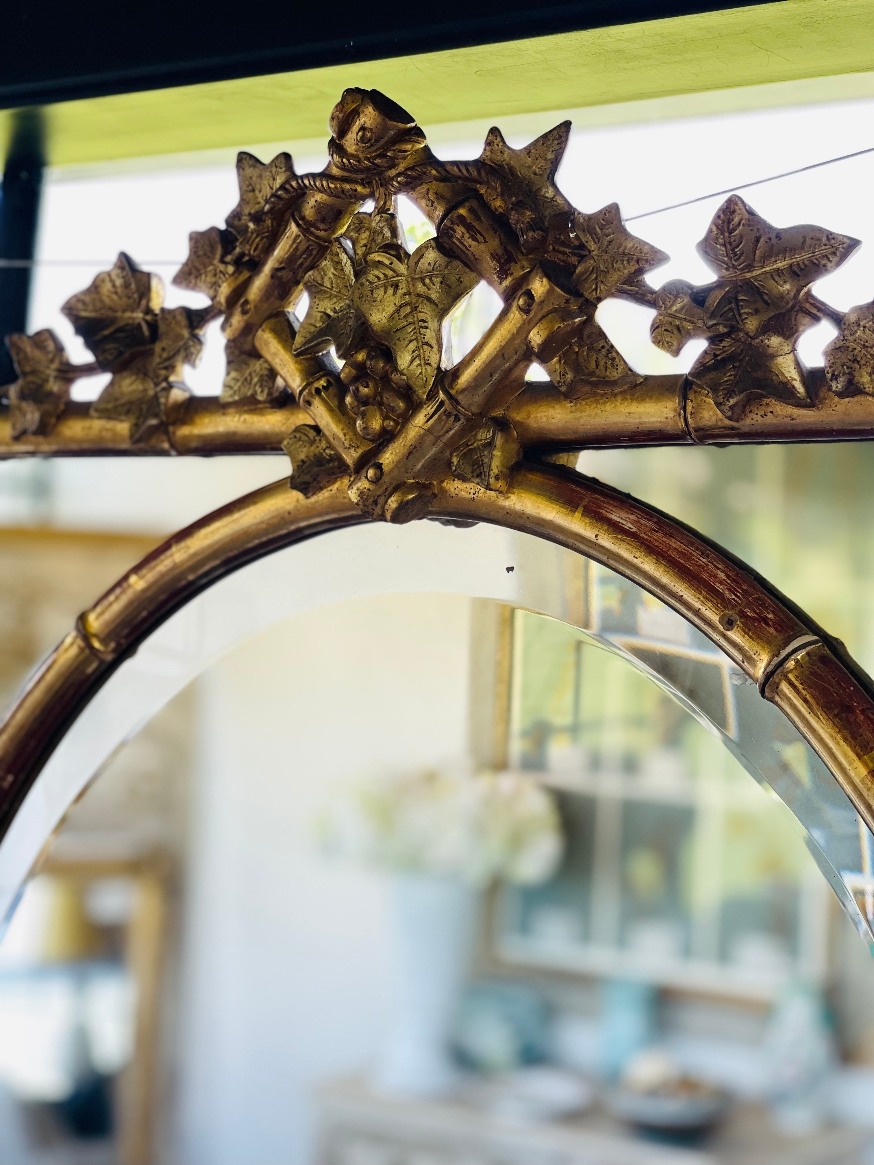 Fabulous Antique French Mirror with Bamboo Detail 19th C.