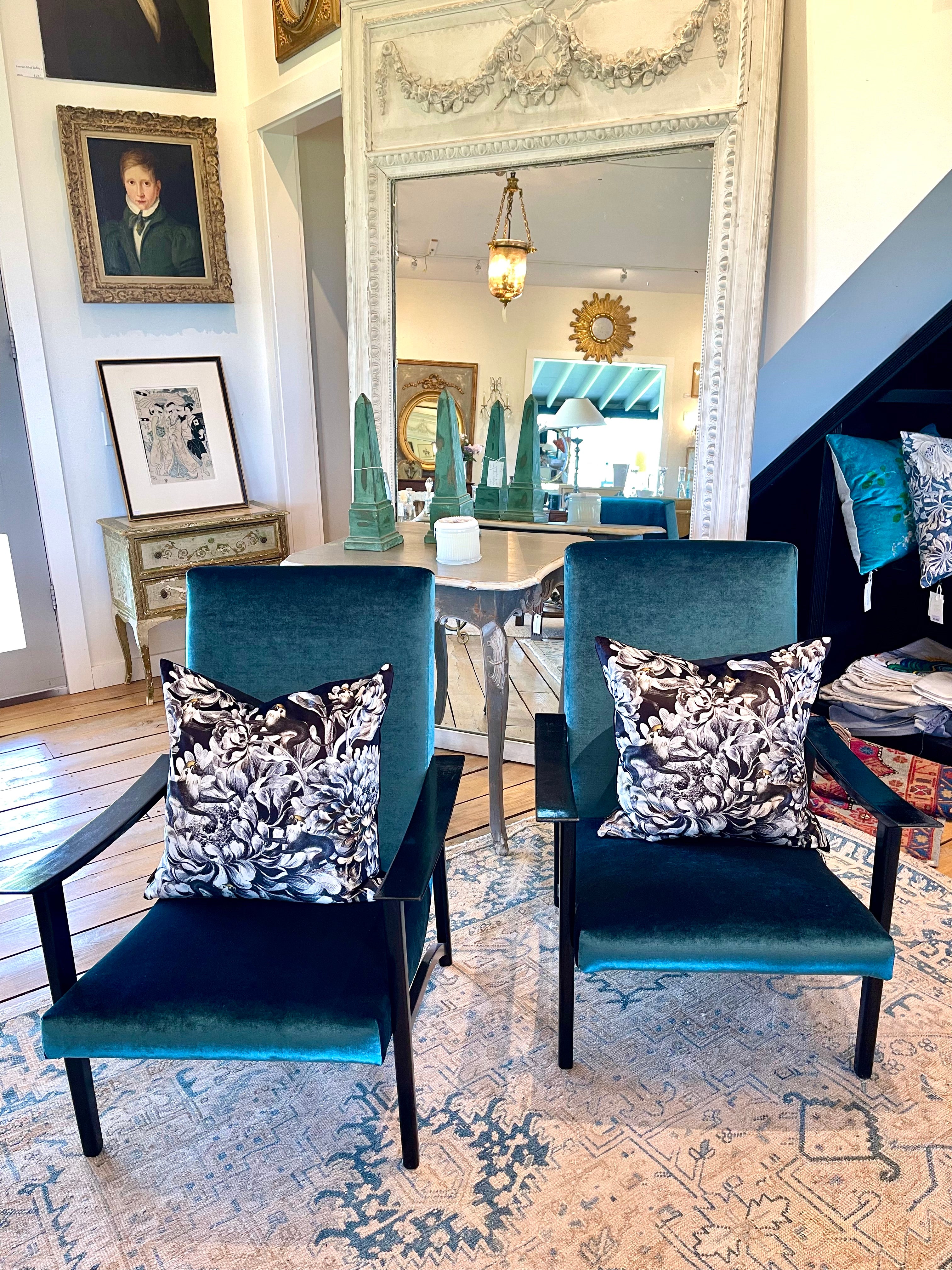 Pair of Mid Century Danish Black Lacquer Chairs