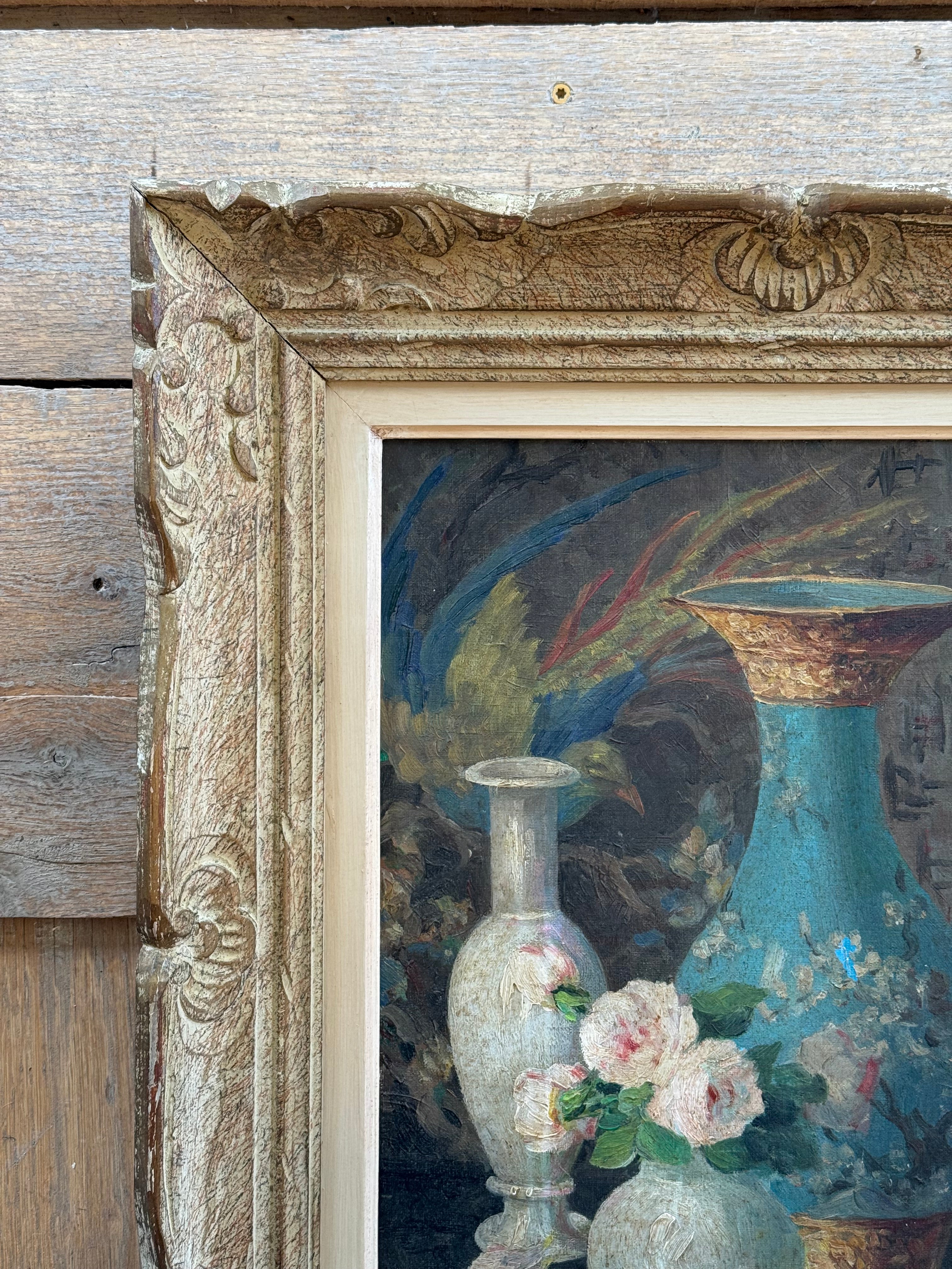 Antique French Still Life with Vases, early 20th. C