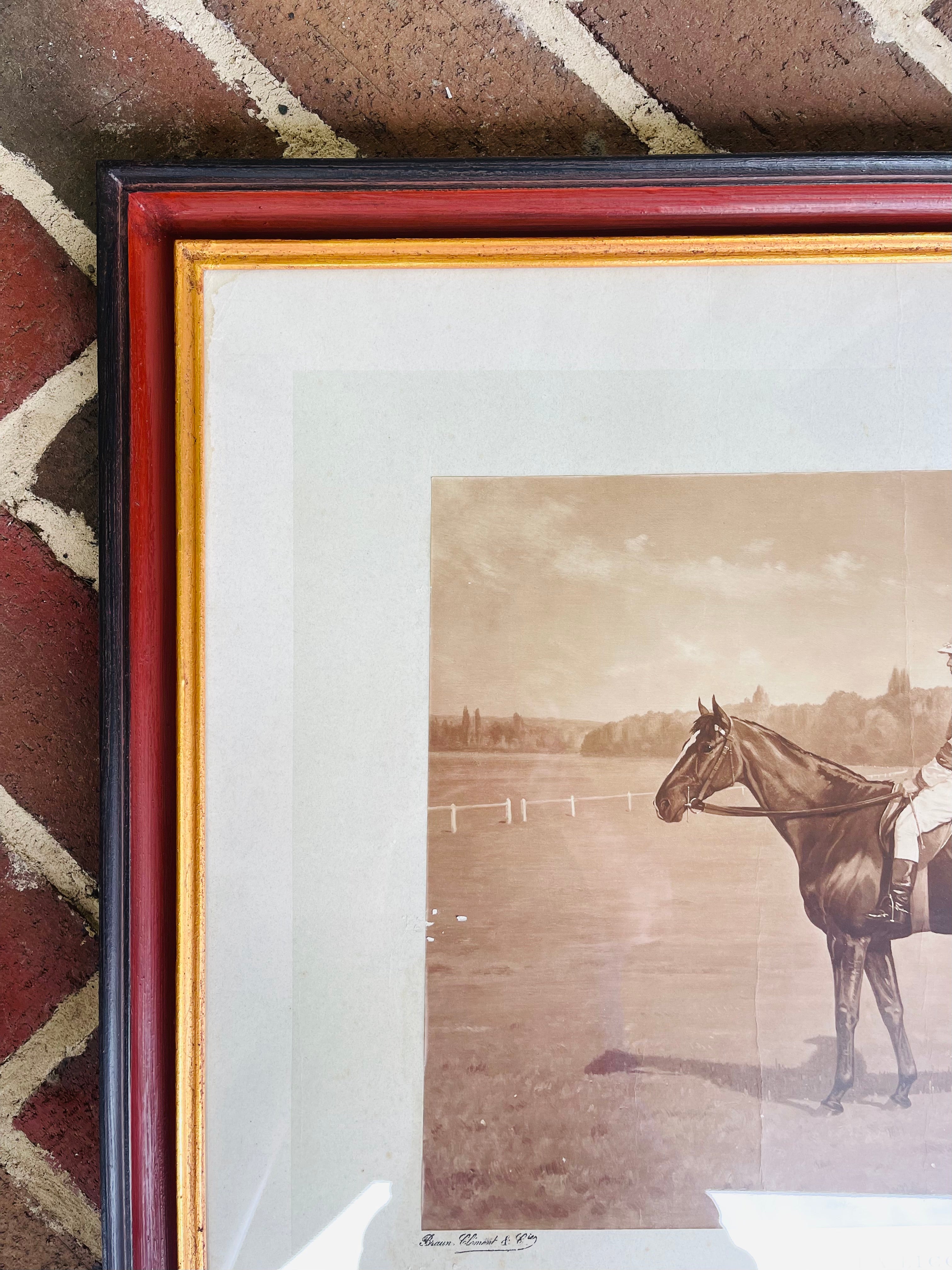 Antique French Photograph of Jockey in Custom made Frame