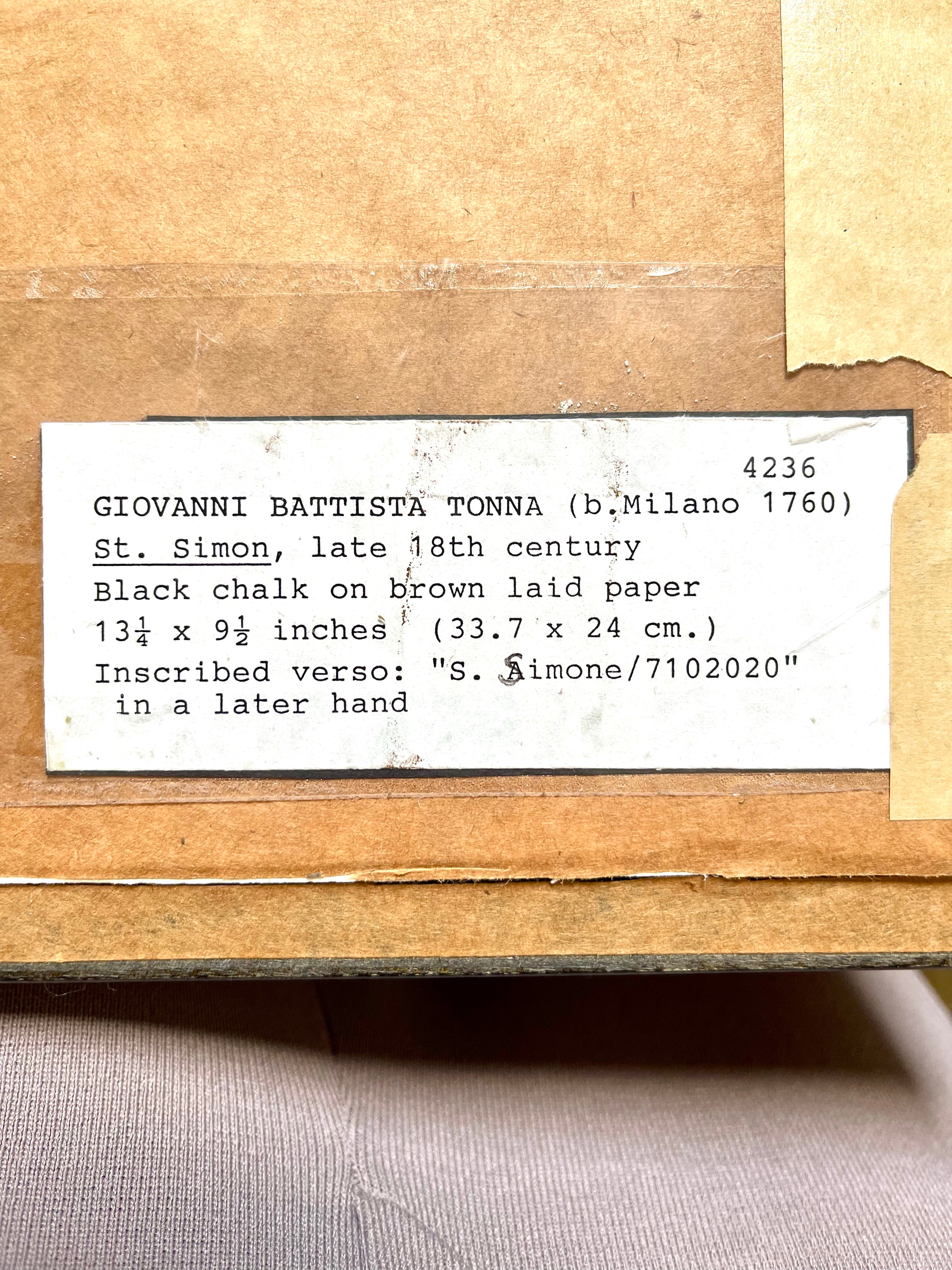 Wonderful Antique Italian Drawing of Gentleman in black chalk. Circa 1769-1830