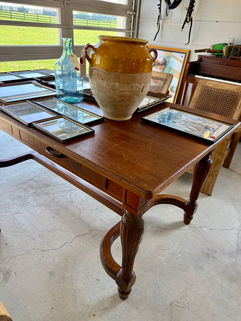 Antique Walnut Table with Drawers -- 1930S