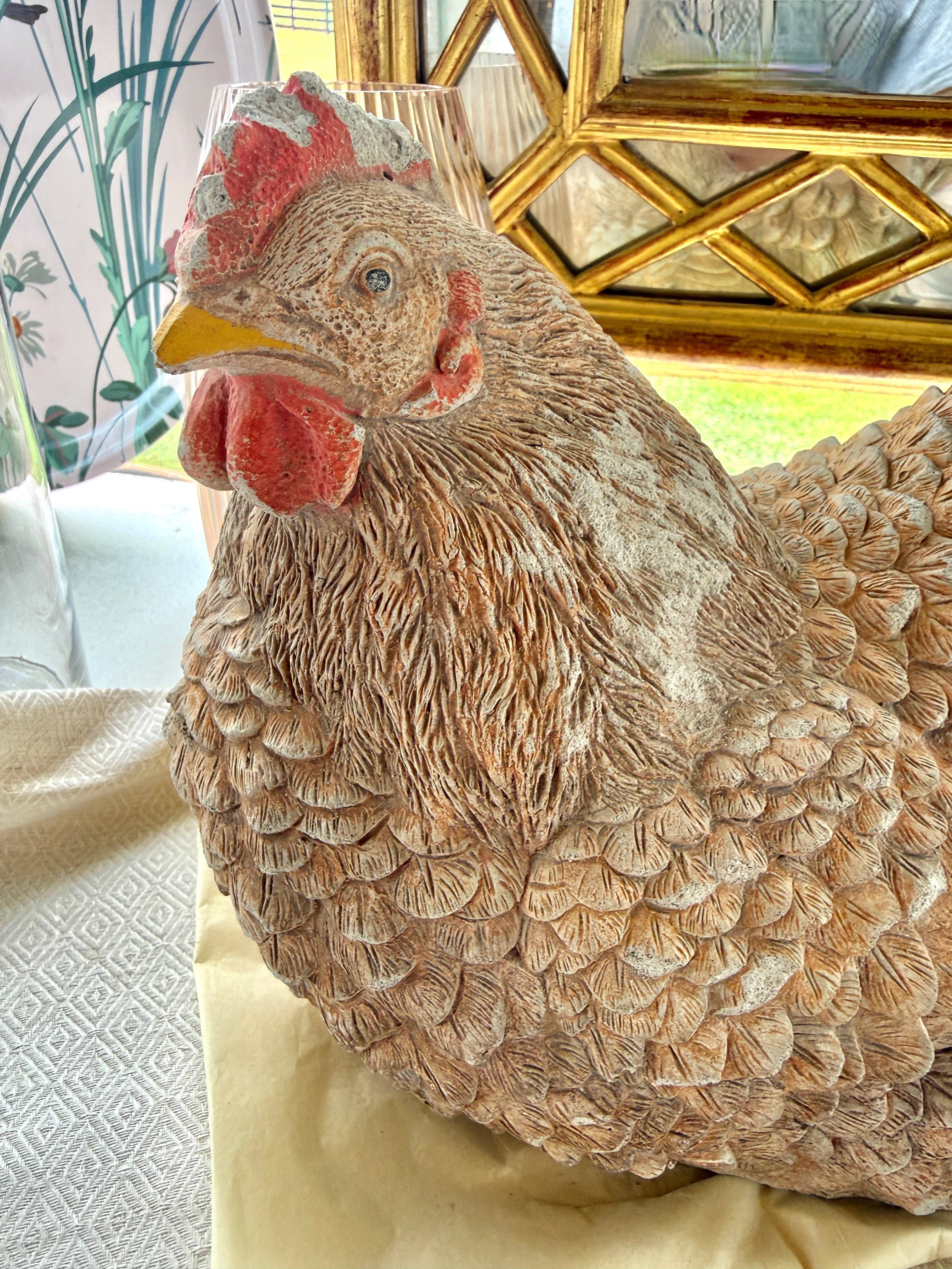 Stone Hand Carved Vintage French Hen