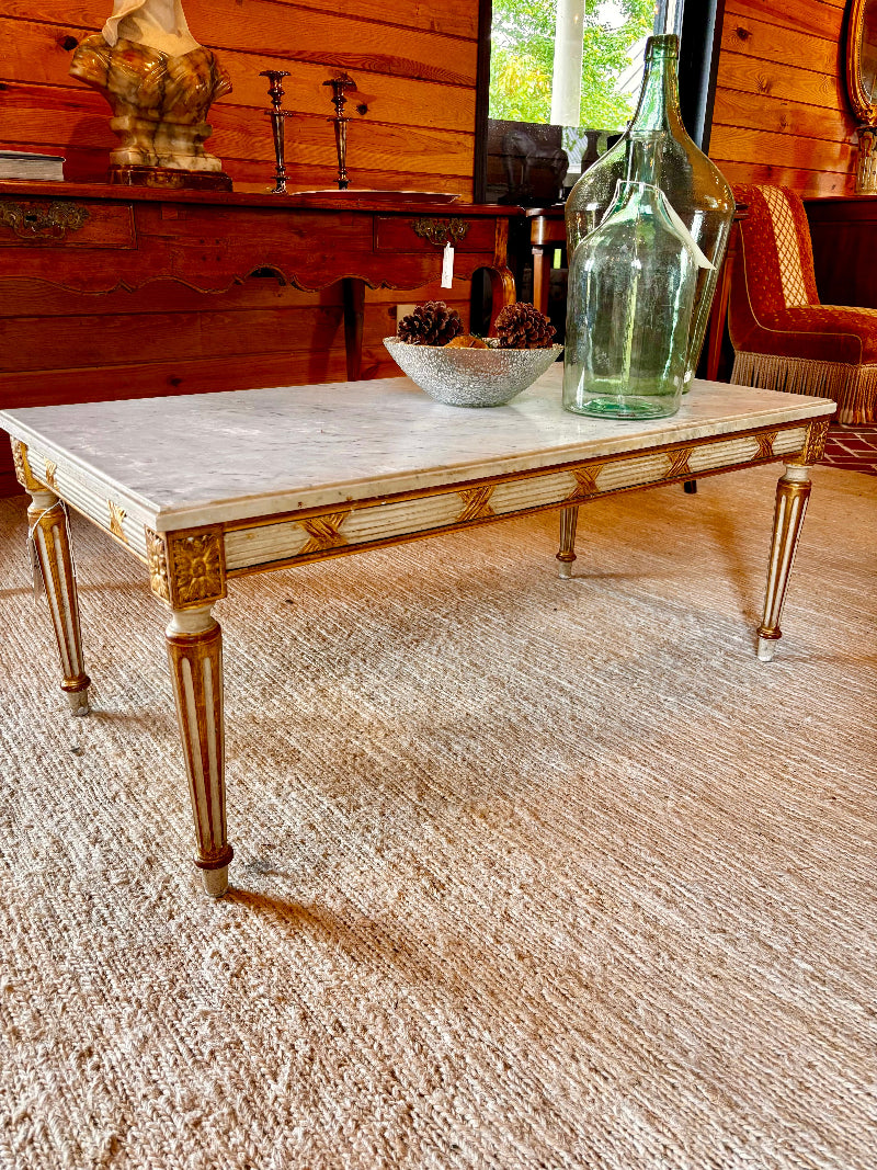 Antique Italian Coffee Table with Marble Top