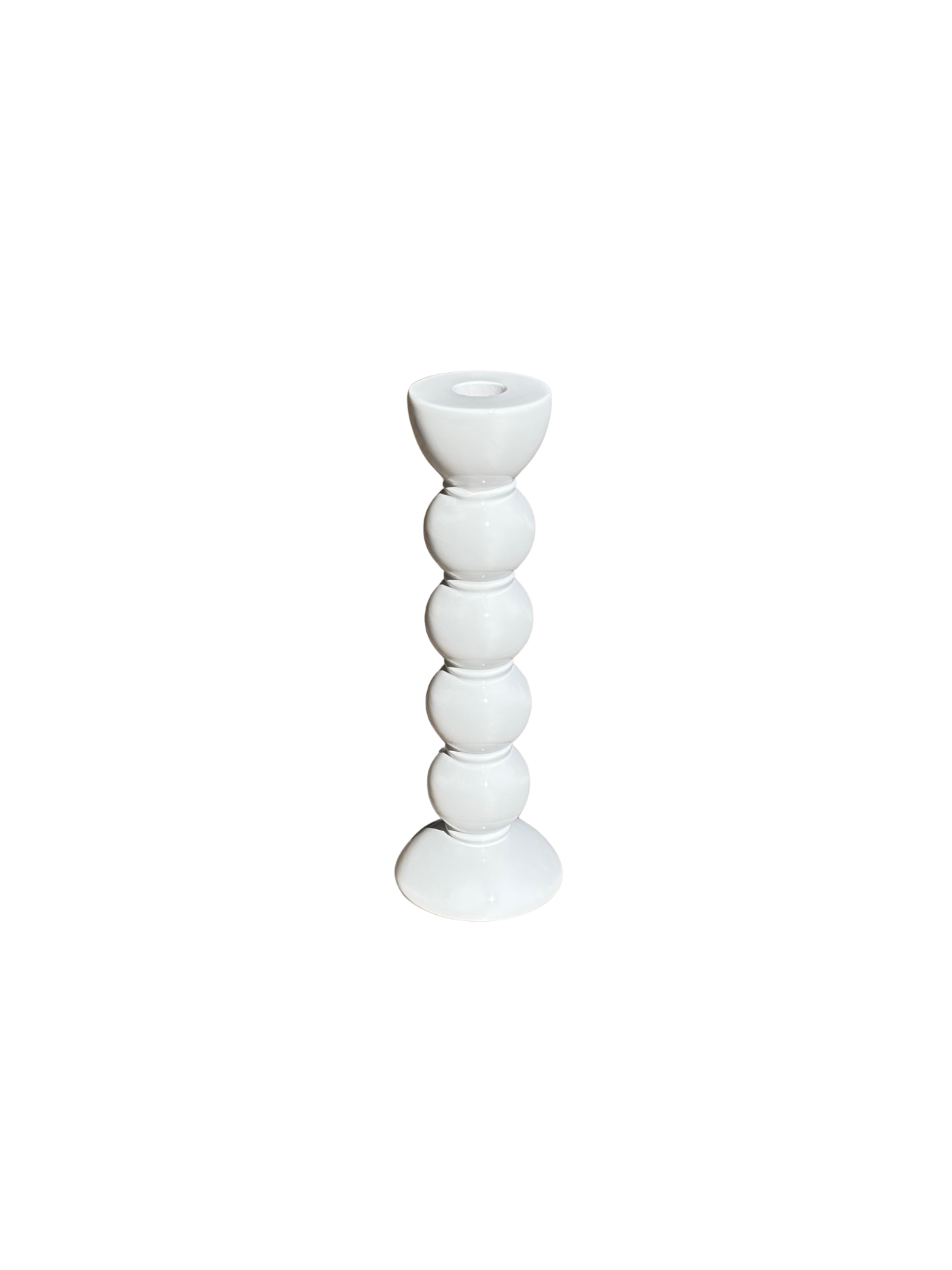 Medium White Bobbin Candlestick