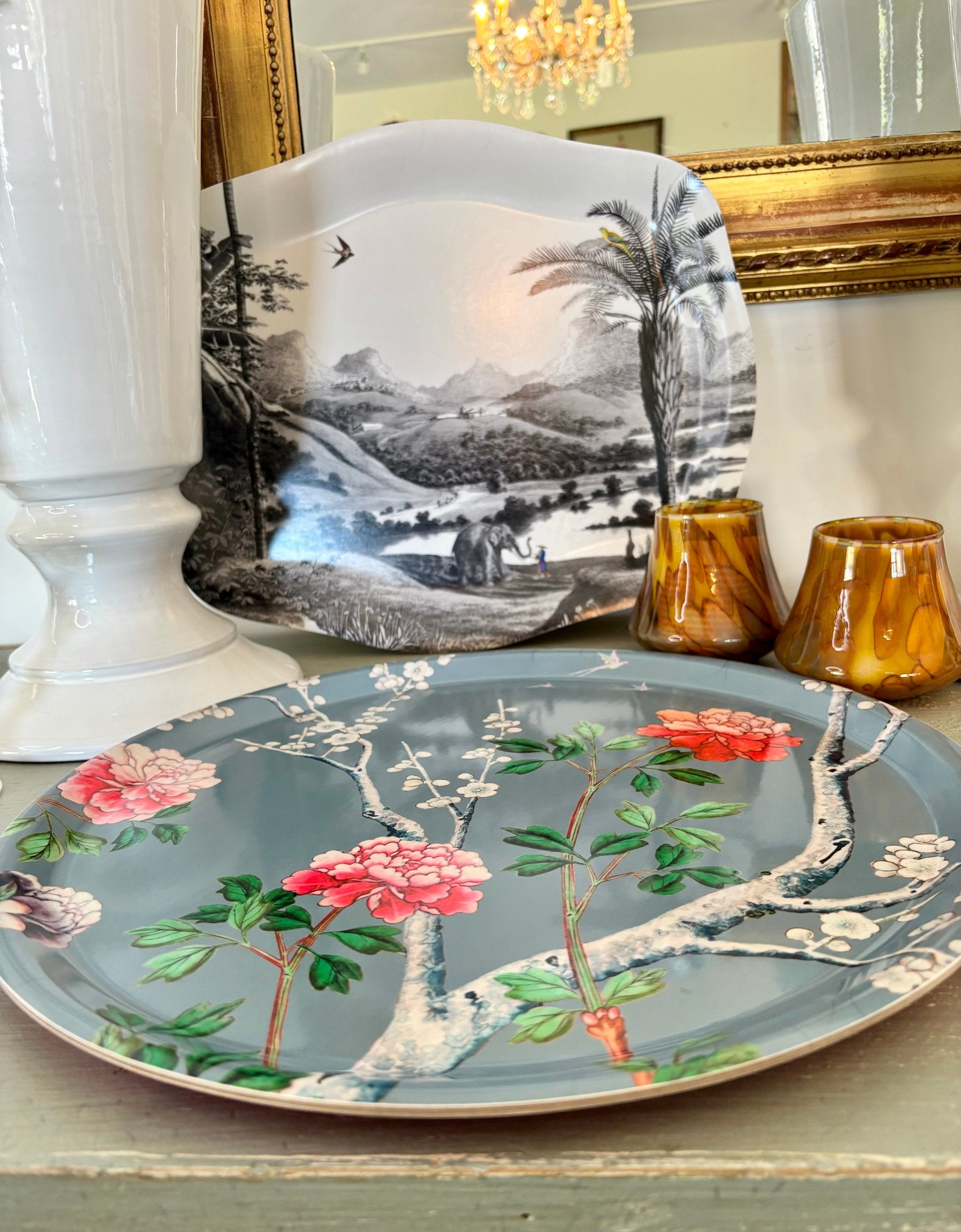 Round Tray Peonies Paradisio