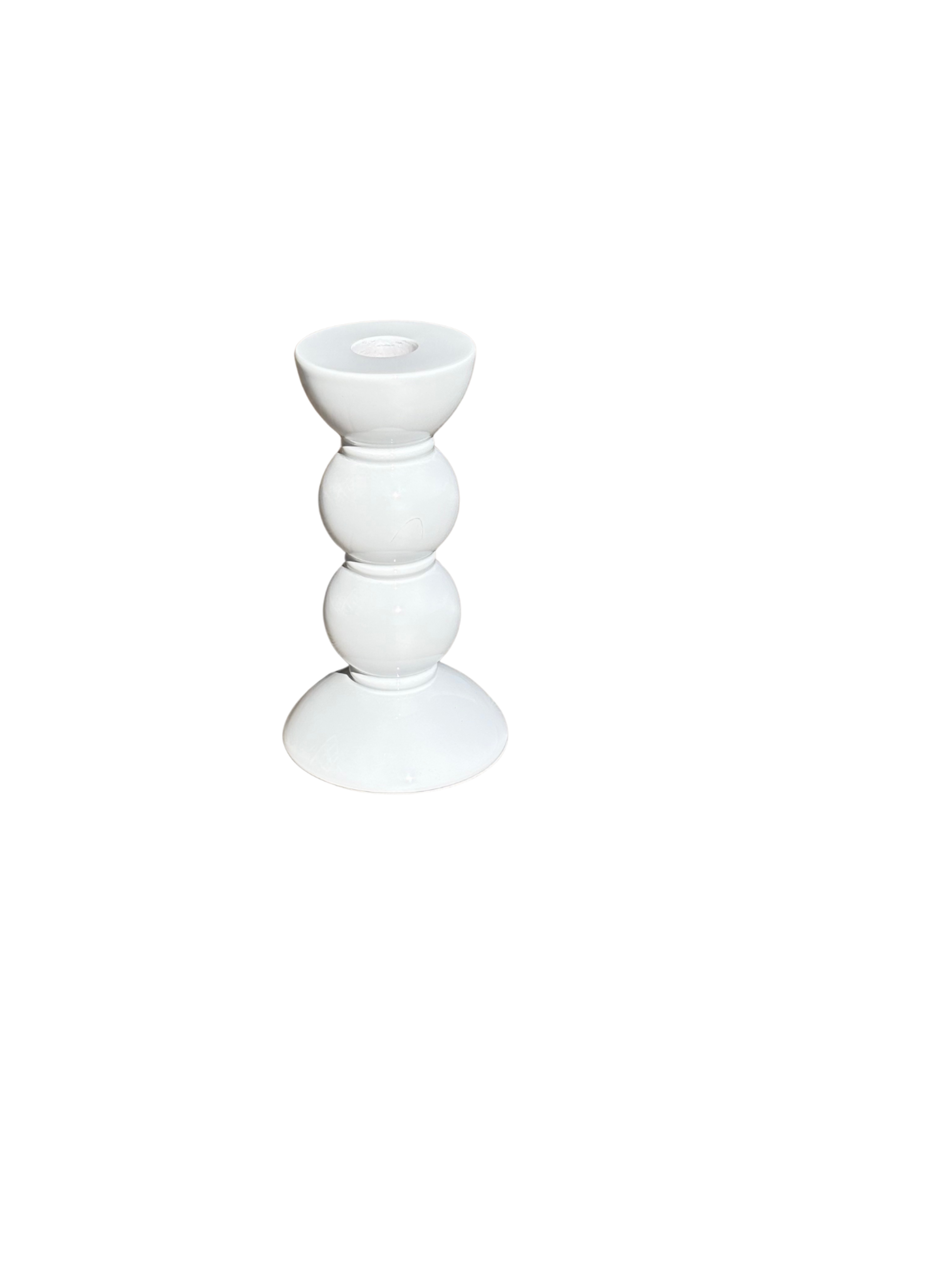 Small White Bobbin Candlestick by Addison Ross