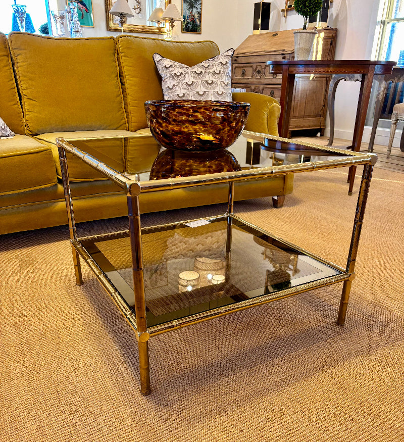 French Brass and Glass Coffee Table