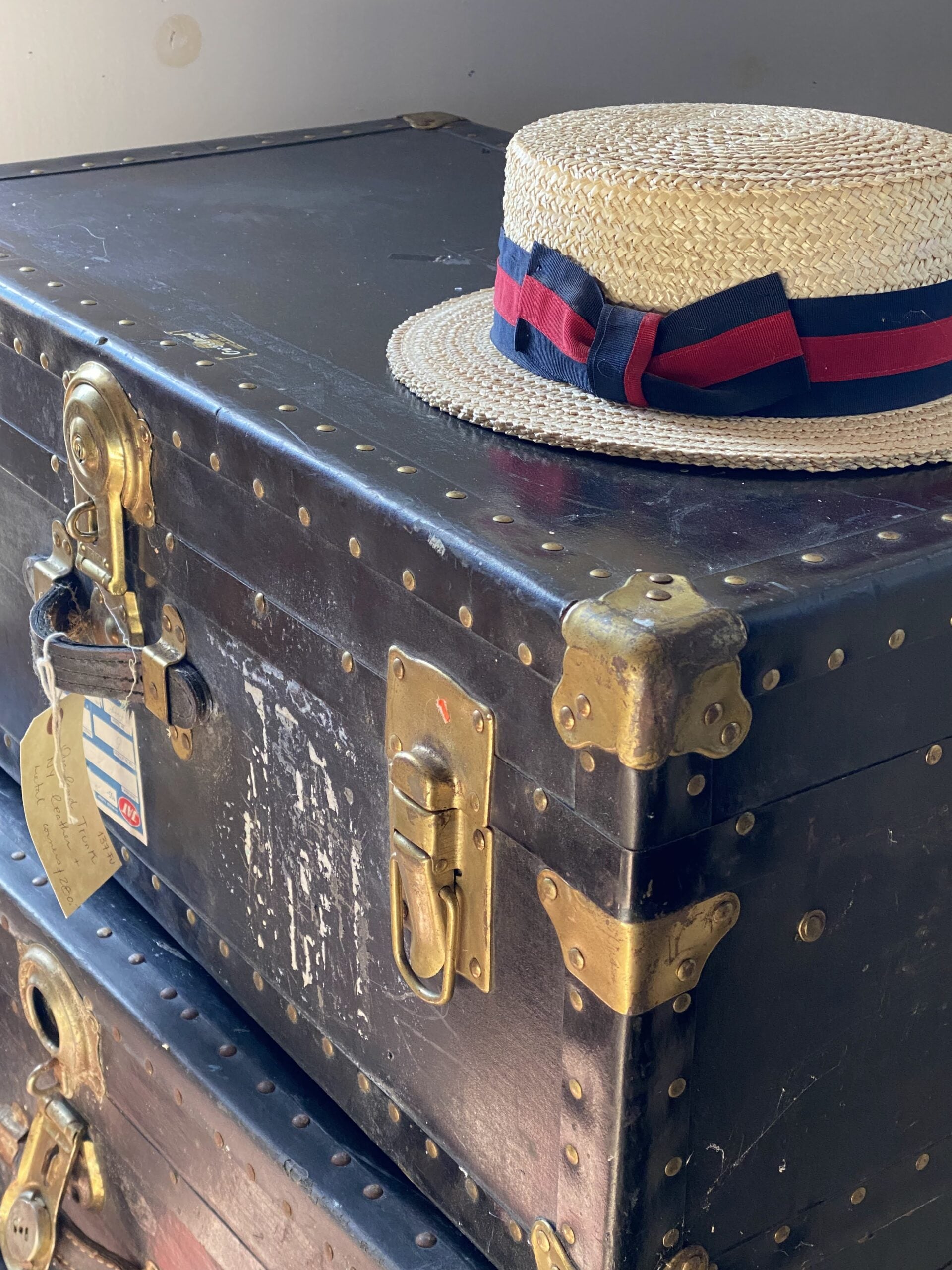 Overland Trunk NY Leather and Metal Corners