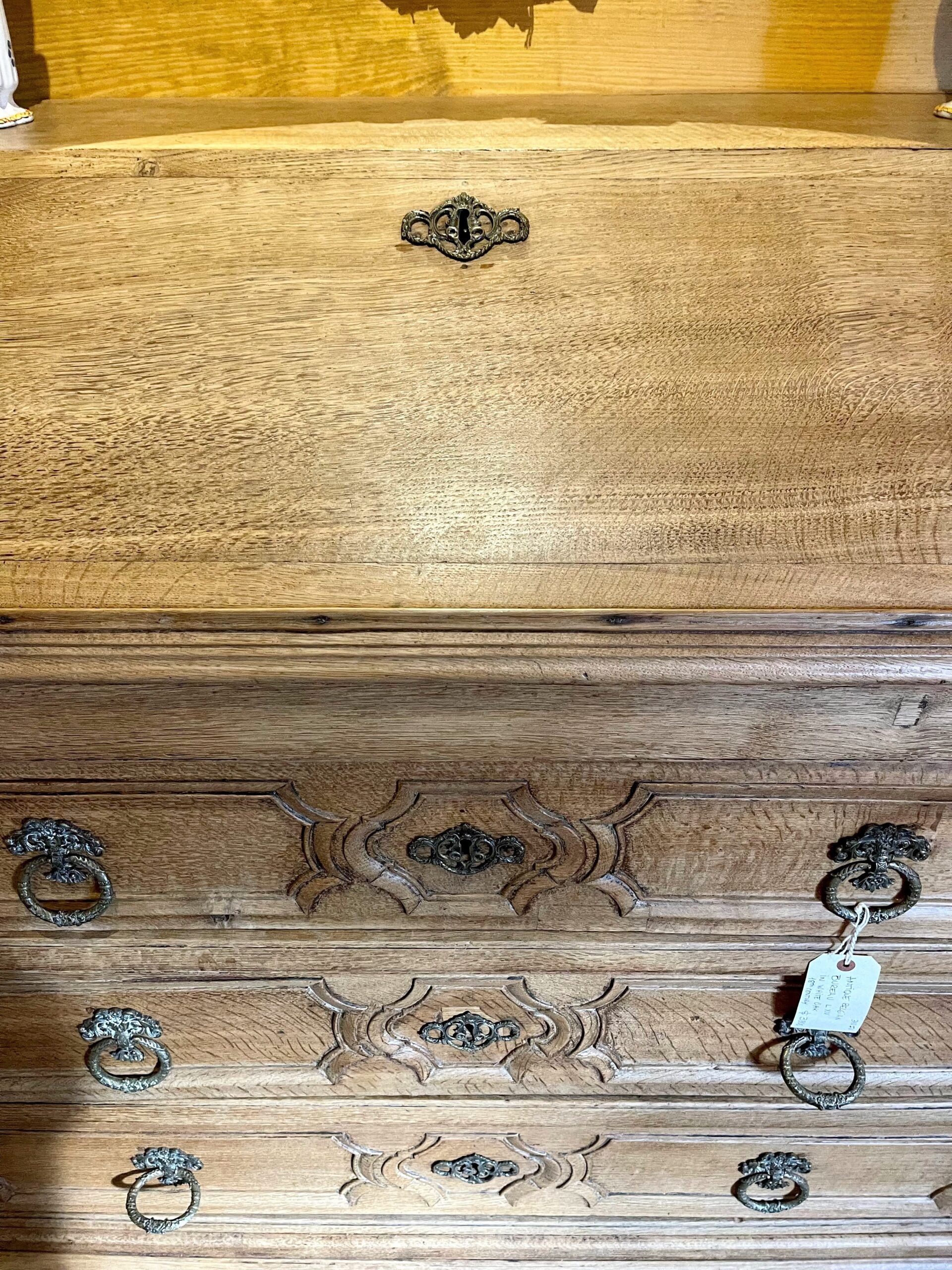 Antique Belgian Desk Louis XVI in White Oak 18th Century