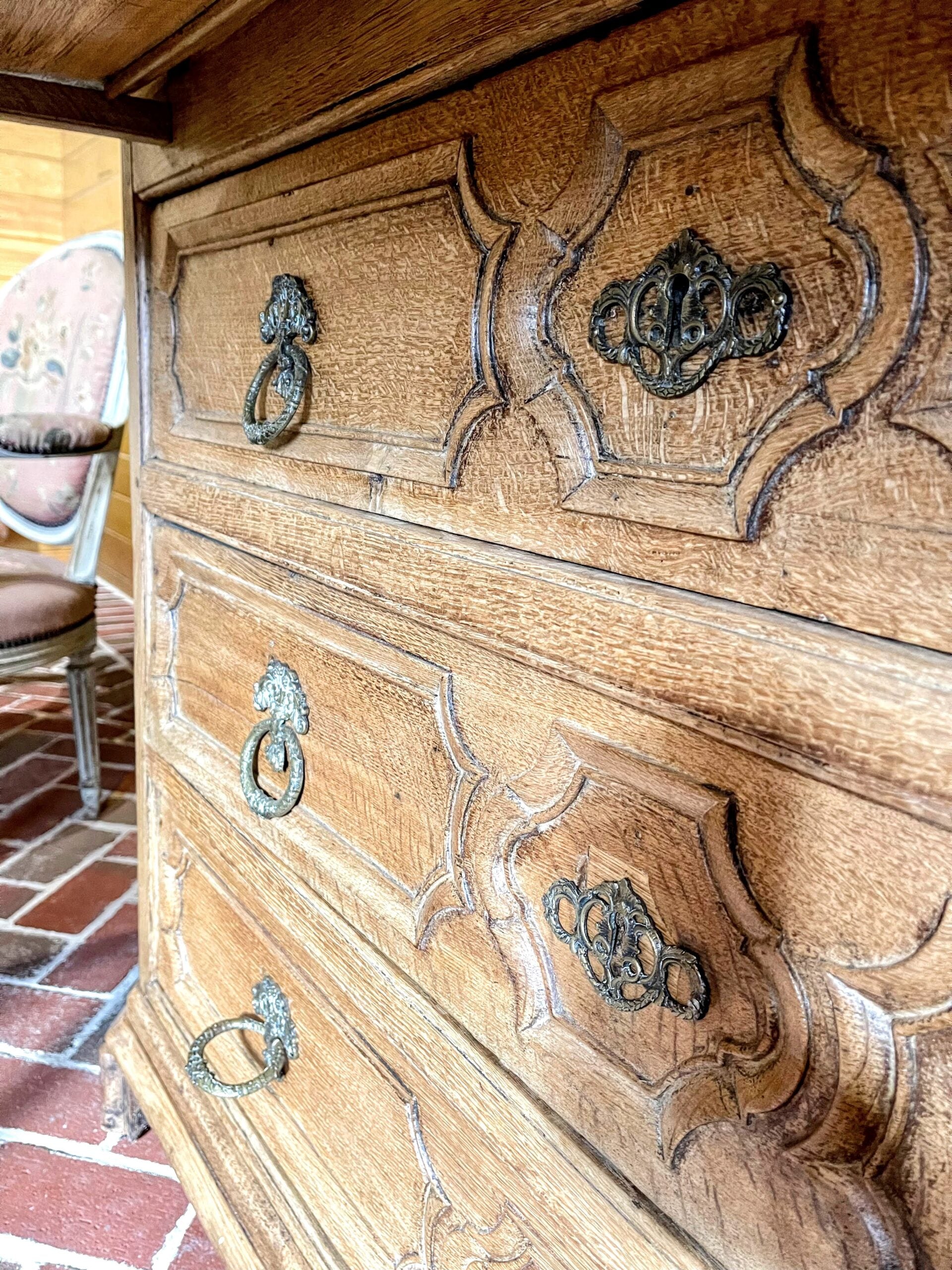 Antique Belgian Desk Louis XVI in White Oak 18th Century