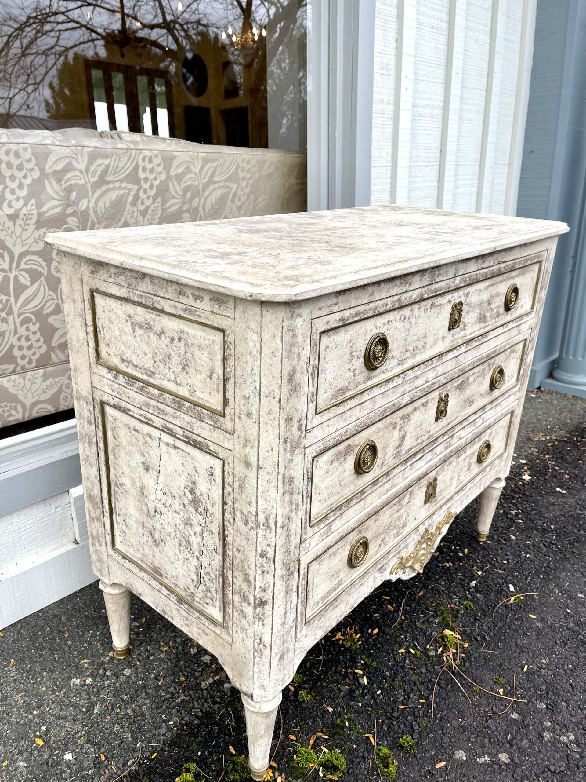 Antique French Dresser in Cream Patina