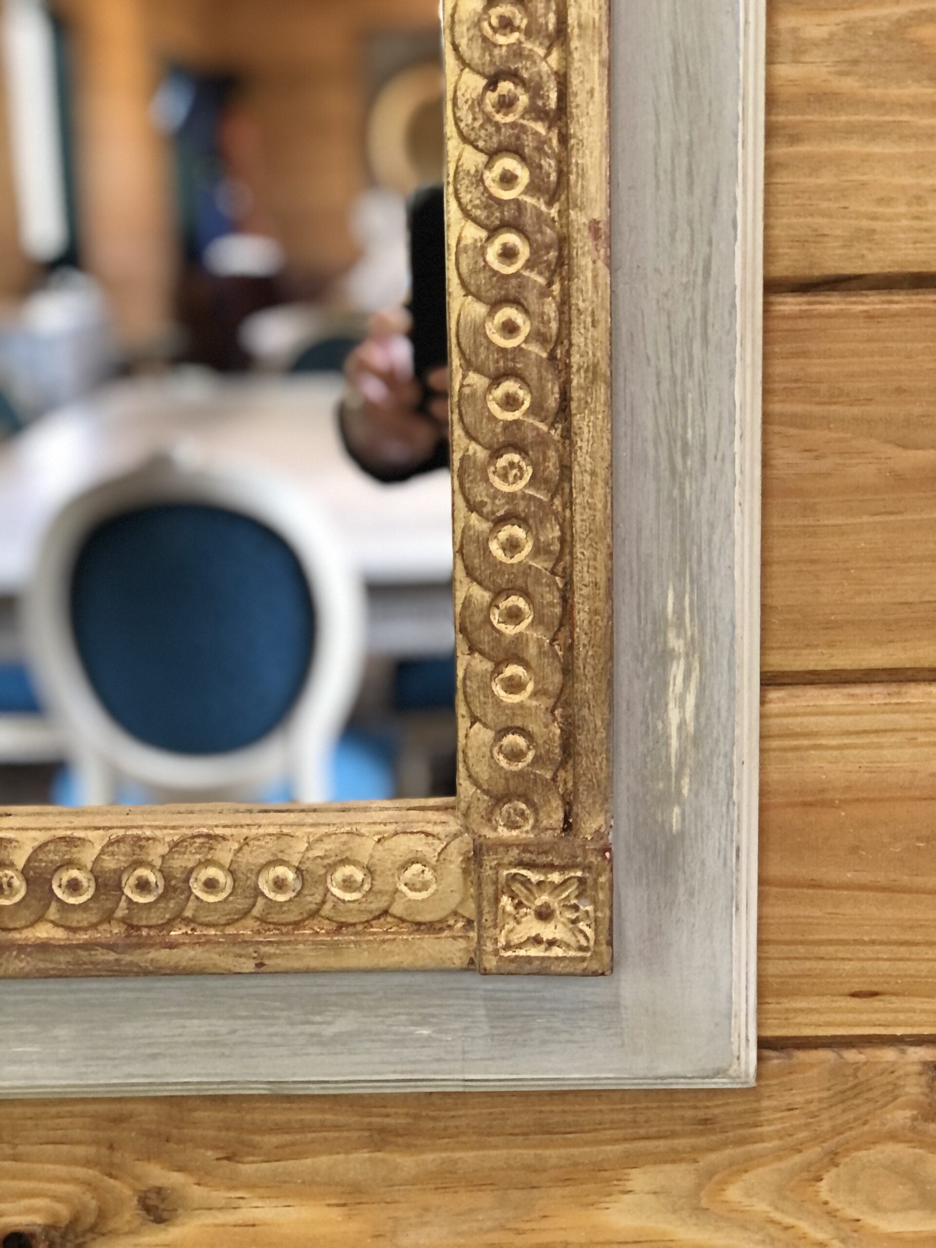 Grey and Gold Borderd Mirror