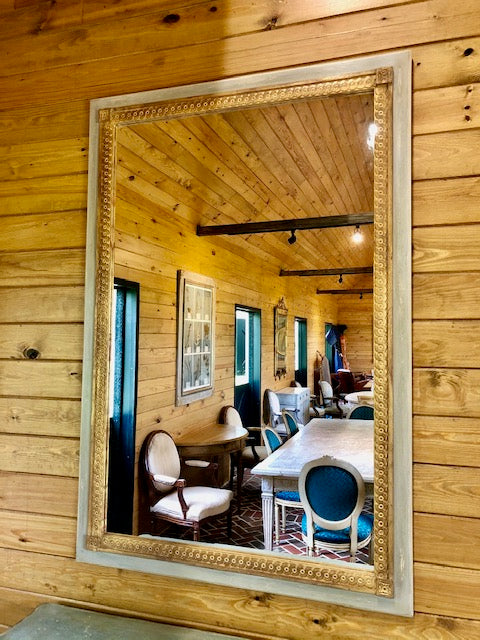 Grey and Gold Borderd Mirror