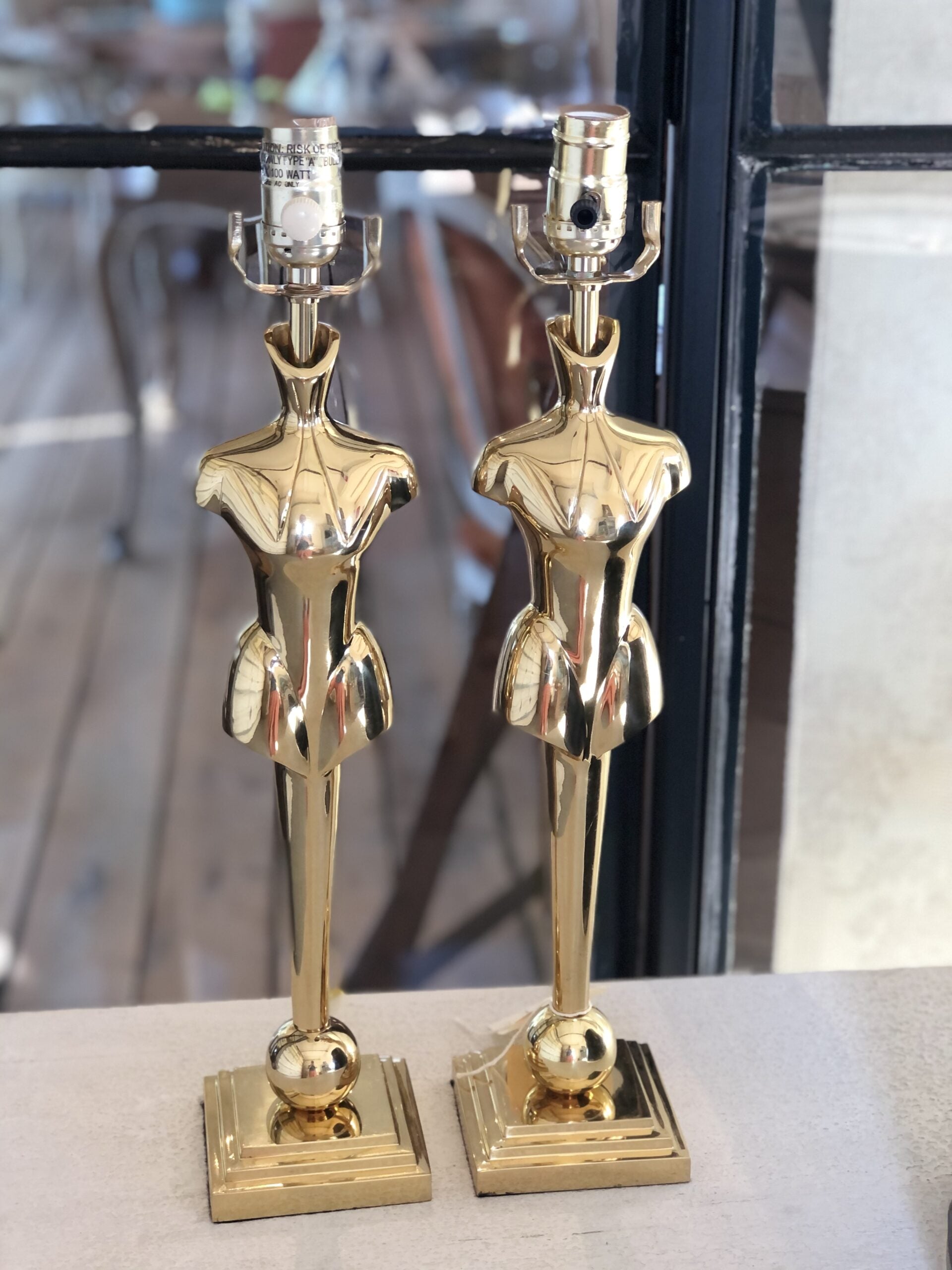 Pair Brass Lamps Oscar1
