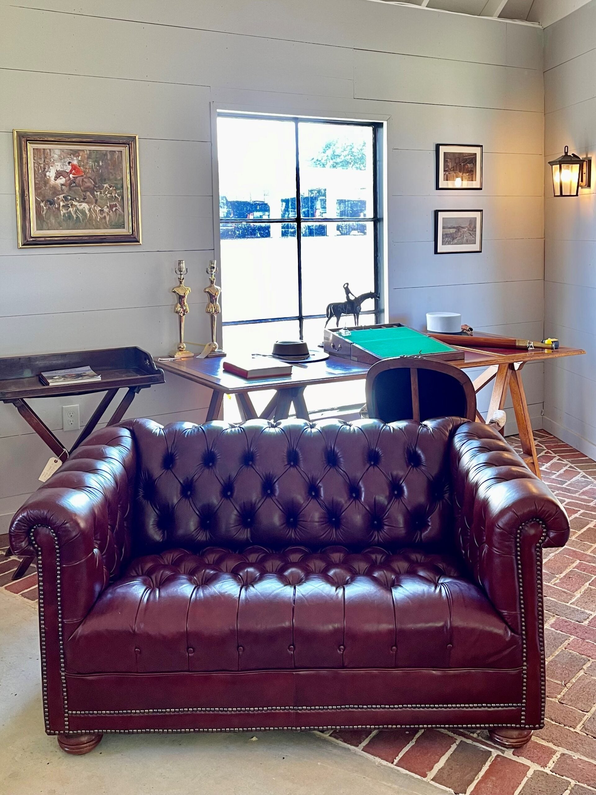 Petite Leather Chesterfield Sofa