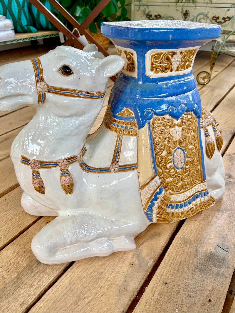Antique Decorative European Ceramic Camel Jardiniere/plant stand or stool