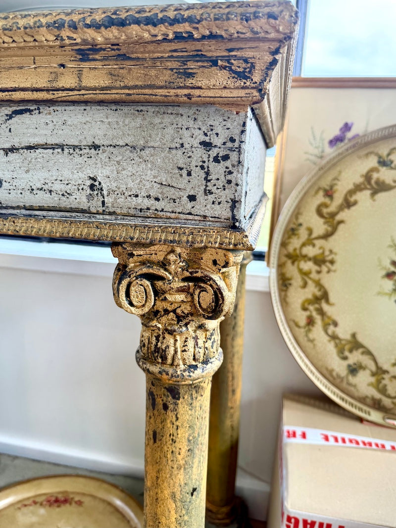 Italian Console with Light Blue and Gold Patina