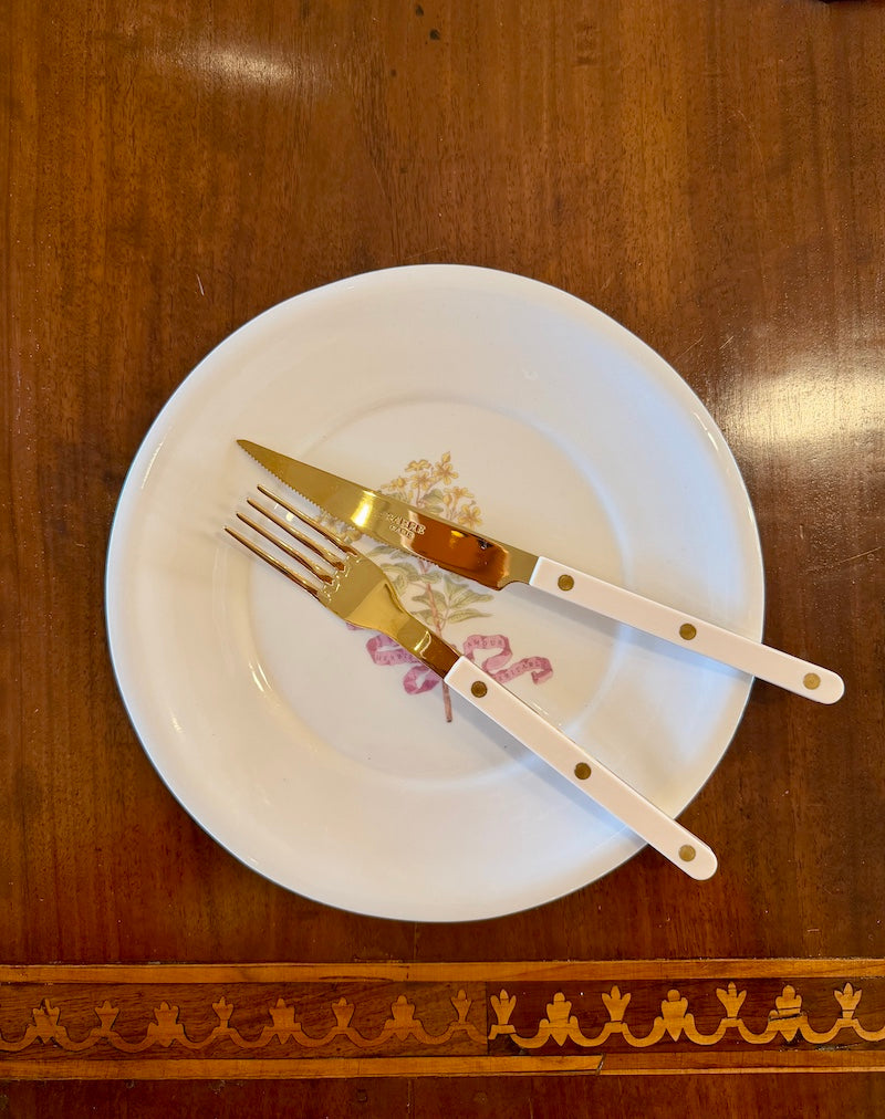 Sabre French Cutlery Set of 24 Pieces, Bistro Gold Solid, Ivory