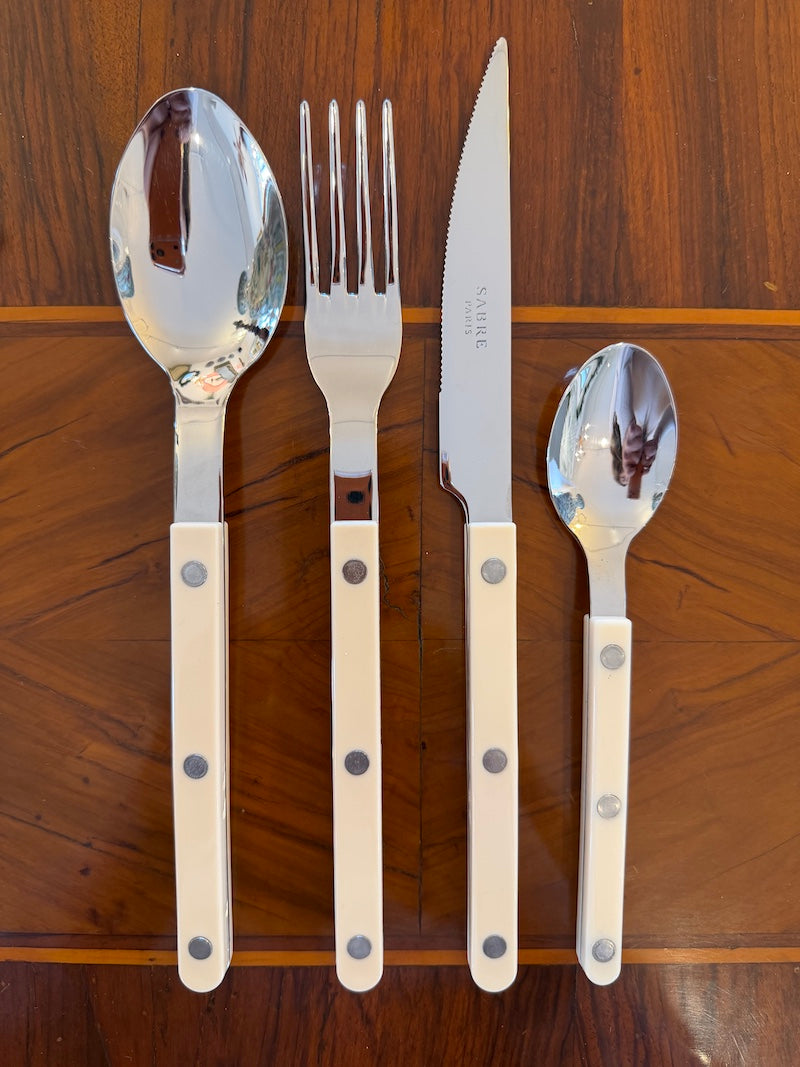 Sabre French Cutlery Set of 24 Pieces, Bistro Solid Ivory