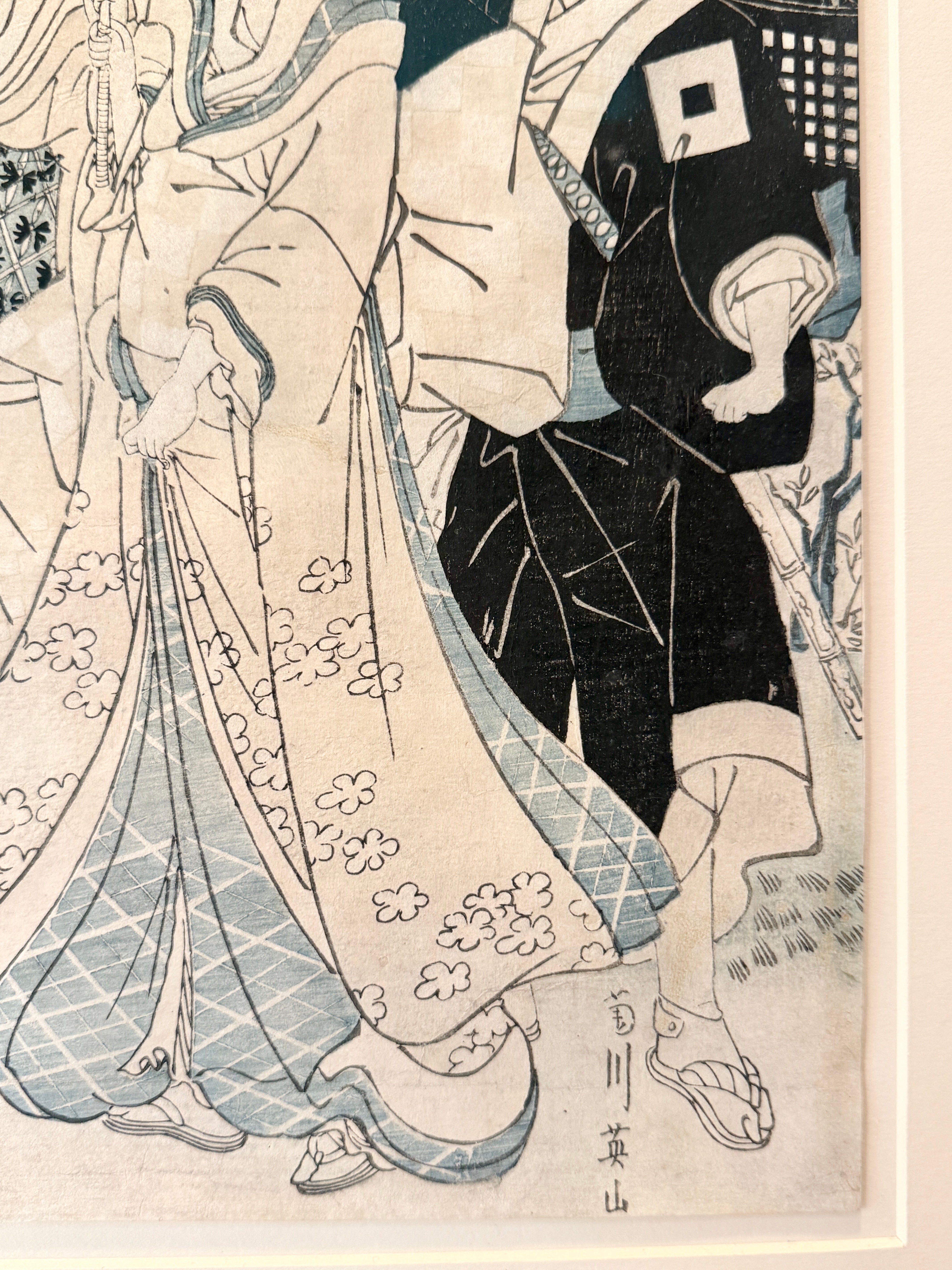Antique Japanese Print Kiku Kawa Eizan