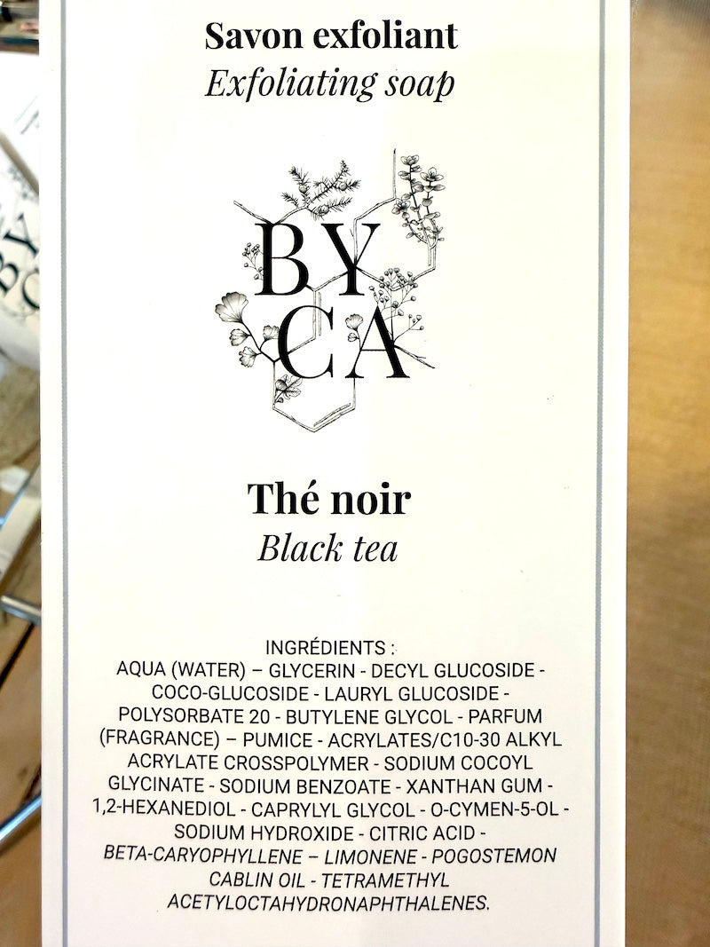 French BYCA Exfoliating Soap Black Tea 480 ML PET Bottle