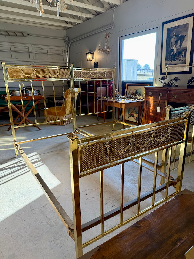 Antique Pair of Louis XVI Bronze Twin Beds