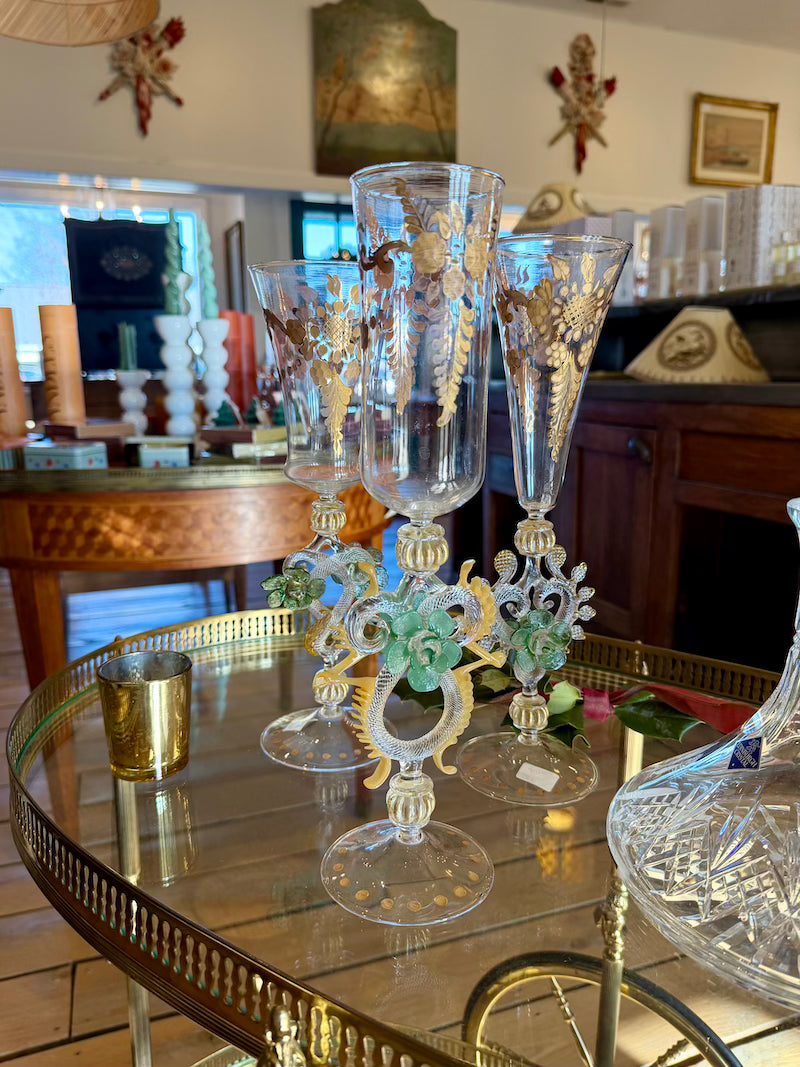 Hand Blown Murano Crystal Champagne Flute