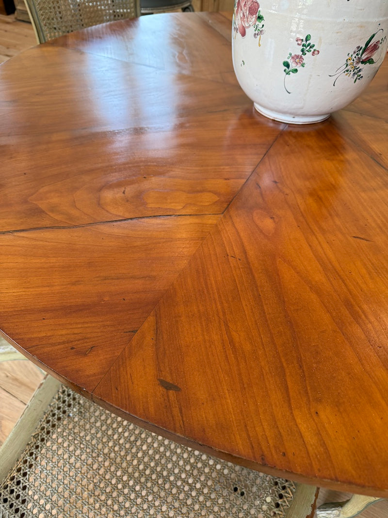 Antique Italian Round Table, Cherry Wood, 19th C.
