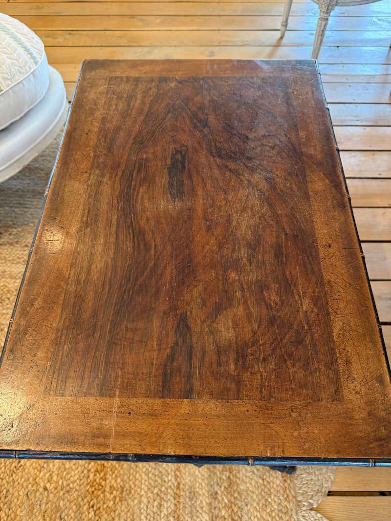 Antique French Folding Table with Bamboo Detail, C. 1930s