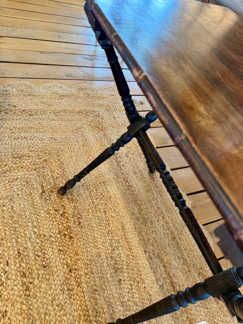 Antique French Folding Table with Bamboo Detail, C. 1930s
