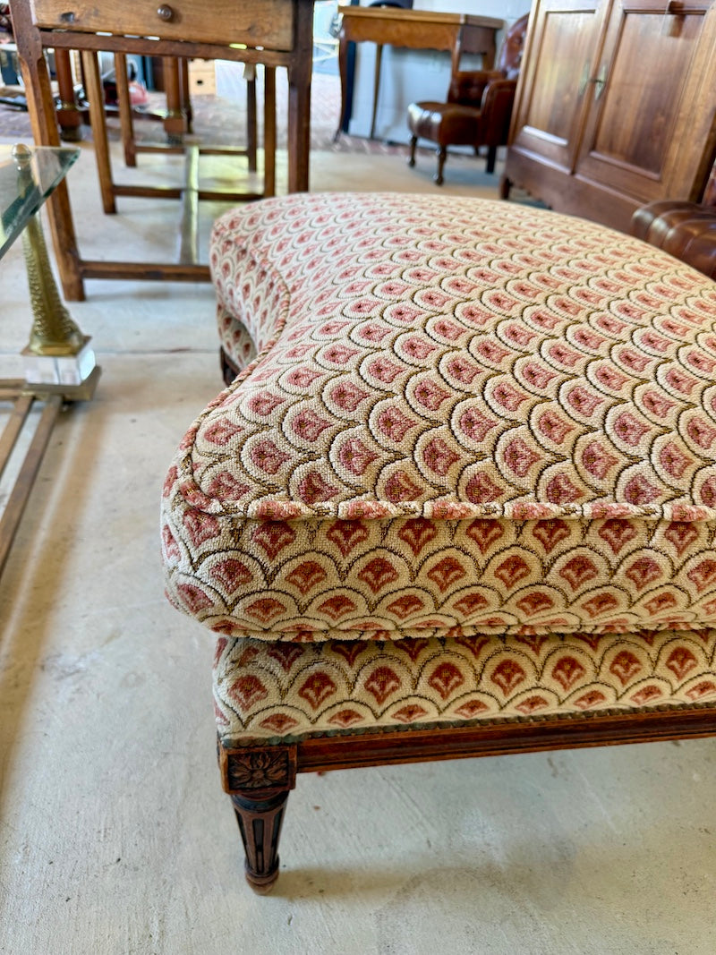 Antique French Louis XVI Banquette with great Chenille Fabric