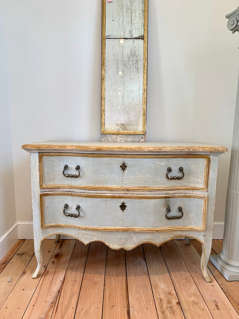 Pair of Antique Venetian Chest of Drawers, 19th C., Light Blue Patina