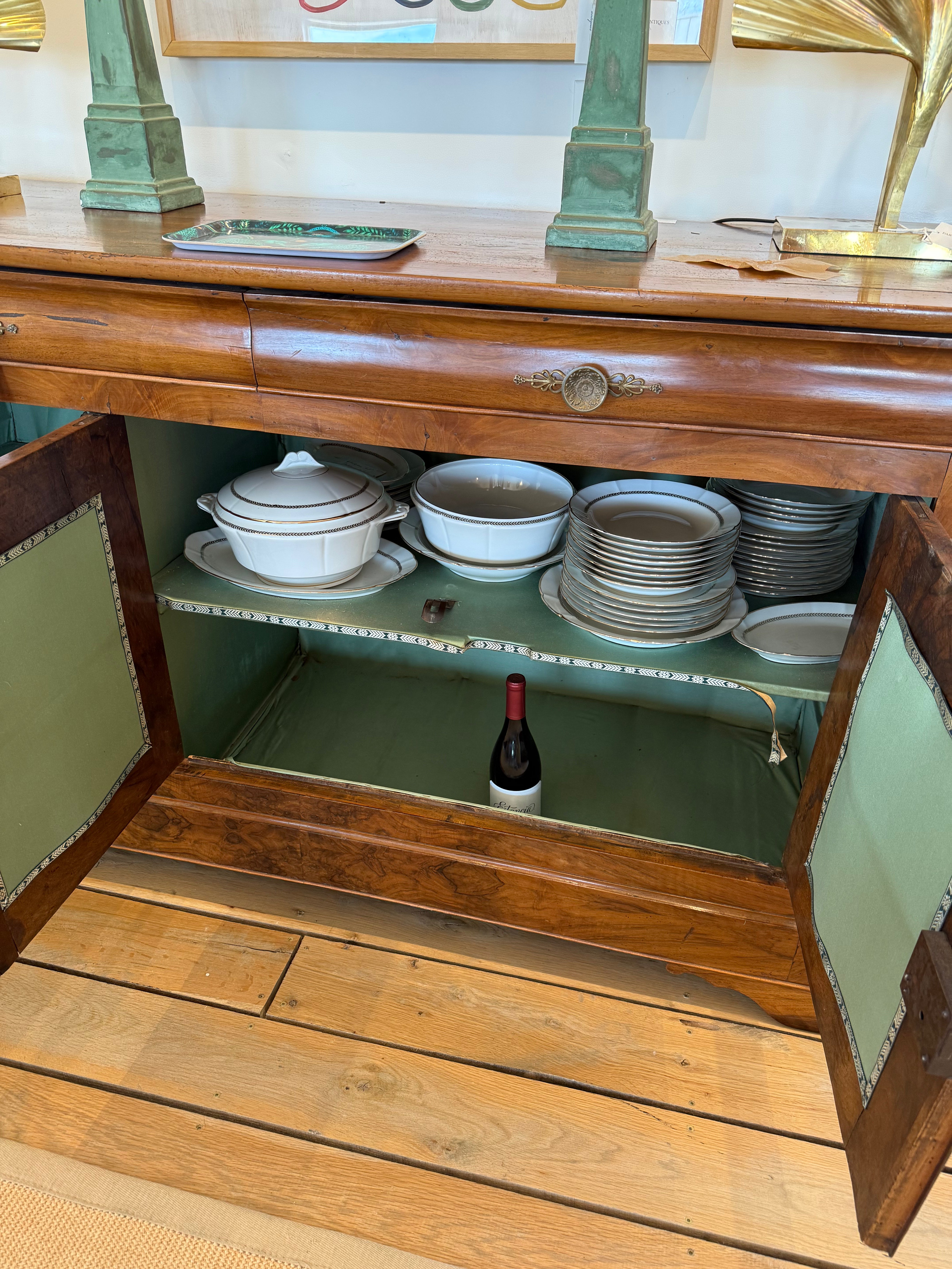 Antique French Louis Philippe Beautiful Burr Walnut Buffet