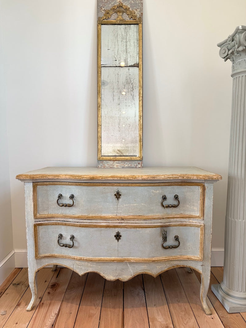 Pair of Antique Venetian Chest of Drawers, 19th C., Light Blue Patina