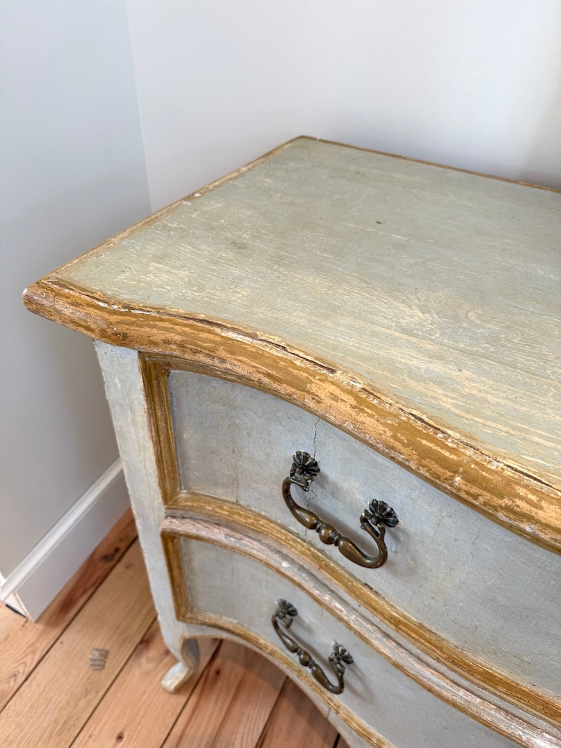 Pair of Antique Venetian Chest of Drawers, 19th C., Light Blue Patina