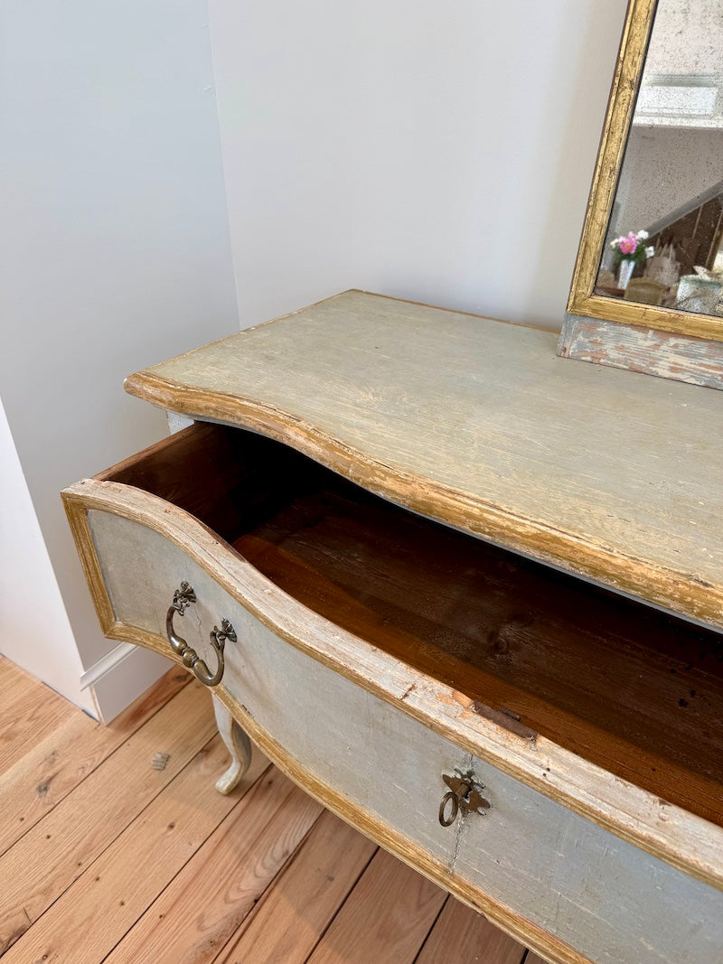 Pair of Antique Venetian Chest of Drawers, 19th C., Light Blue Patina