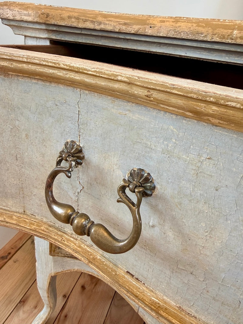 Pair of Antique Venetian Chest of Drawers, 19th C., Light Blue Patina