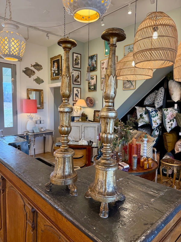 Antique Italian Gilded Candlesticks